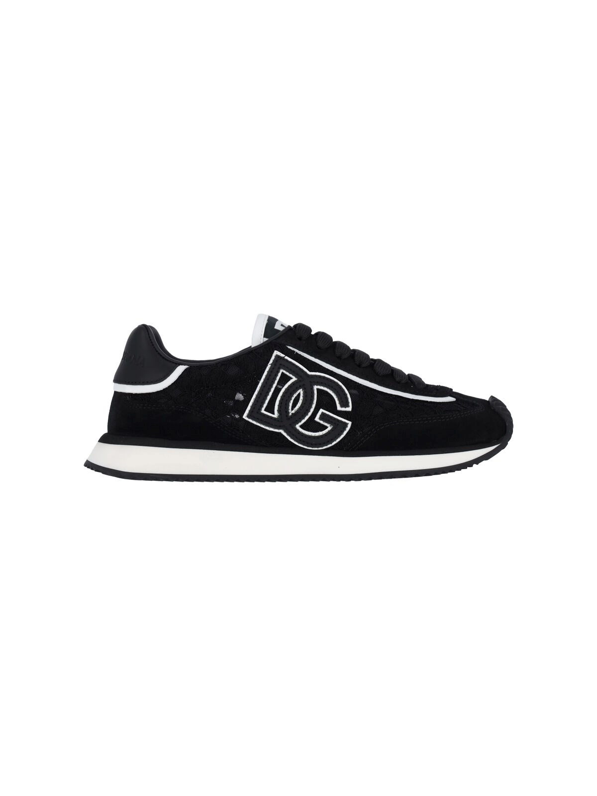 Dolce & Gabbana Dg Cushion Lace-detailed Suede Sneakers Shoes In Black