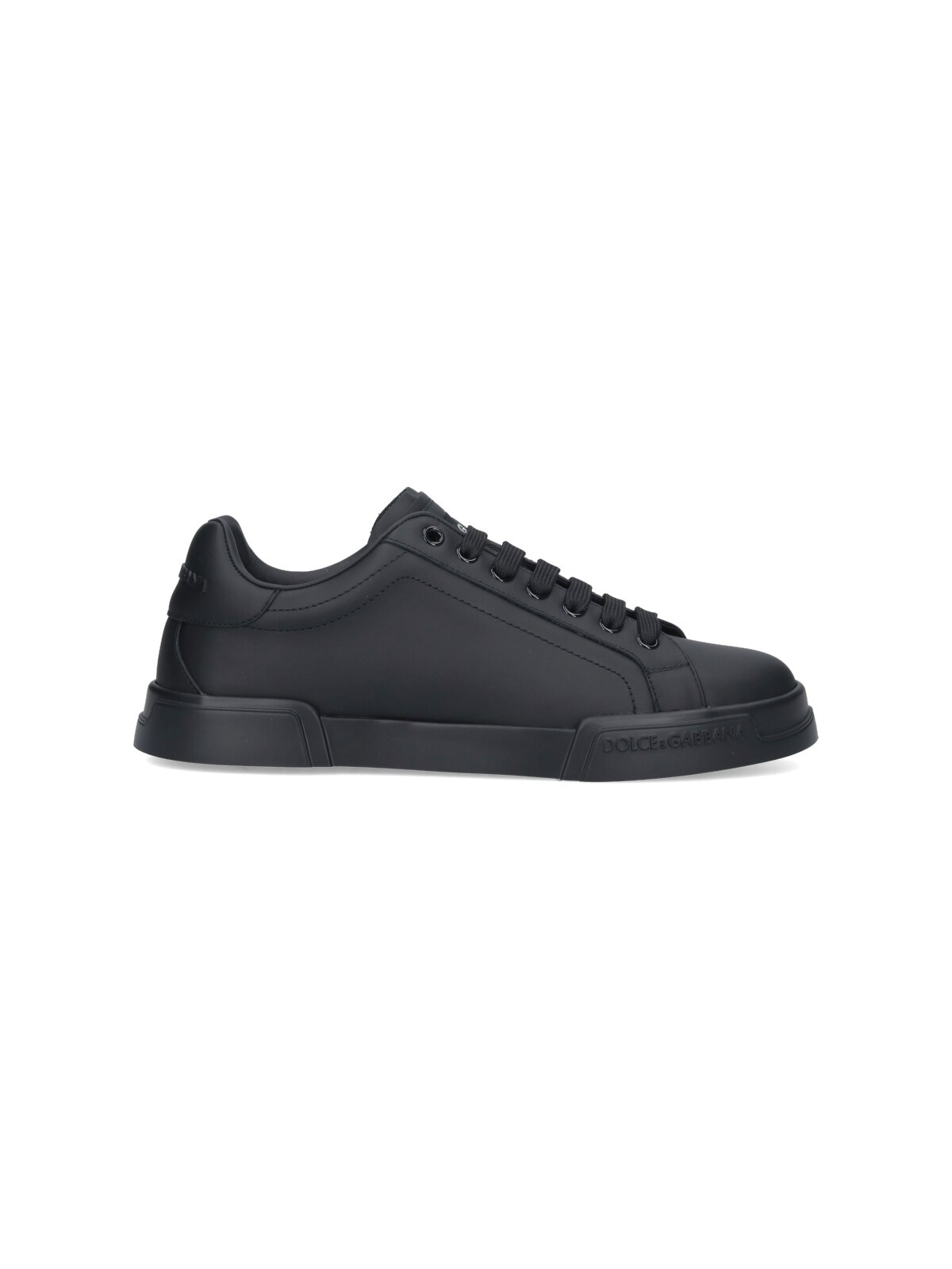 Dolce & Gabbana Portofino Light Black Sneakers With Logo Patch On The Tongue And Tonal Logo Lettering On The Heel In In Black