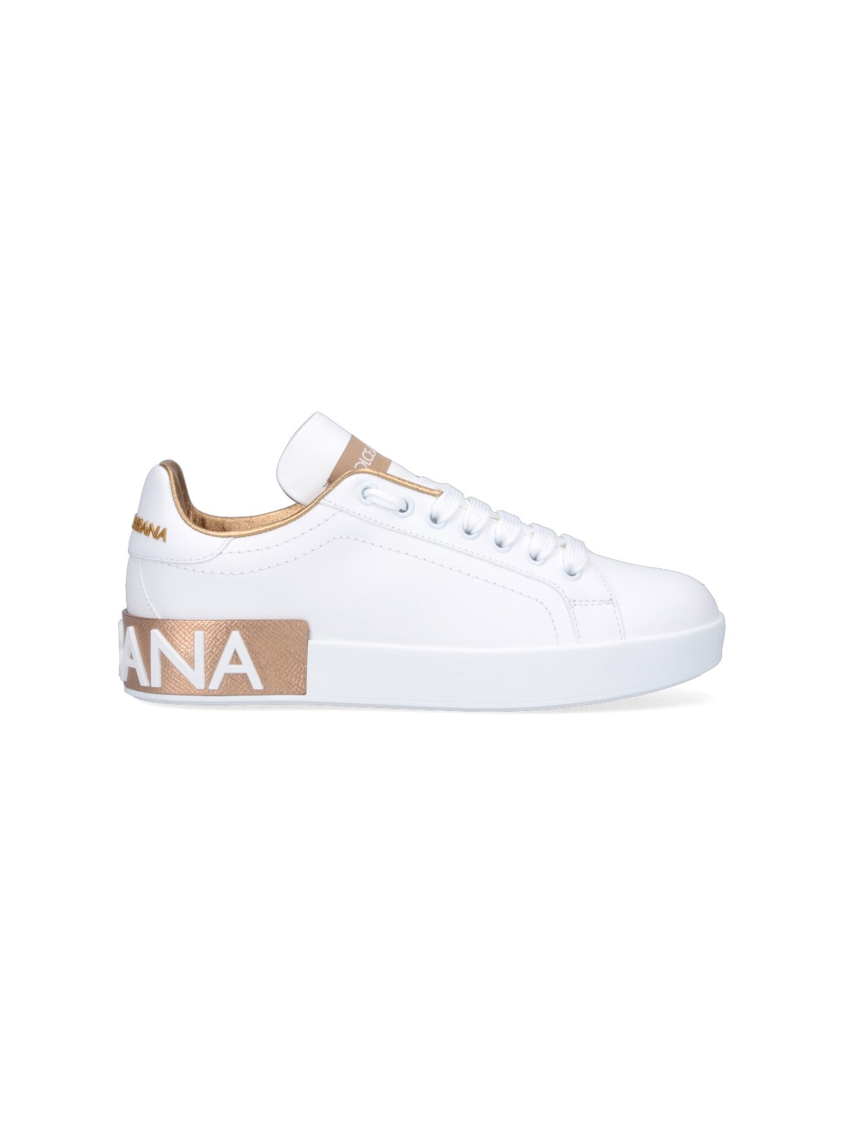 Dolce & Gabbana Women White Nappa Leather Portofino Sneakers In White