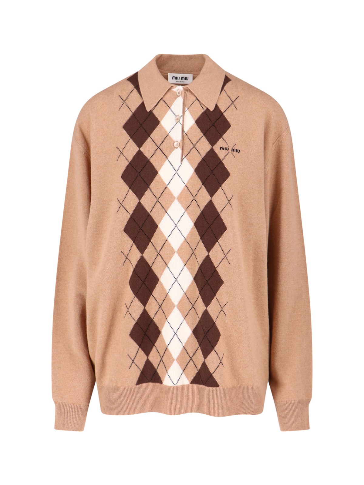 Miu Miu Logo Cashmere Sweater In Brown