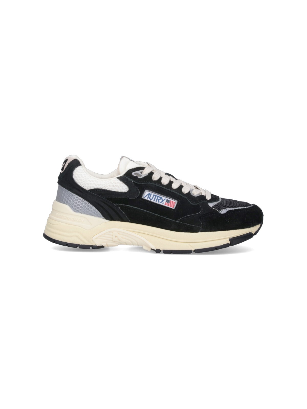 Autry Hyperway Black Low Top Sneakers With Logo Patch On Tongue And Side In Tech Fabric Man