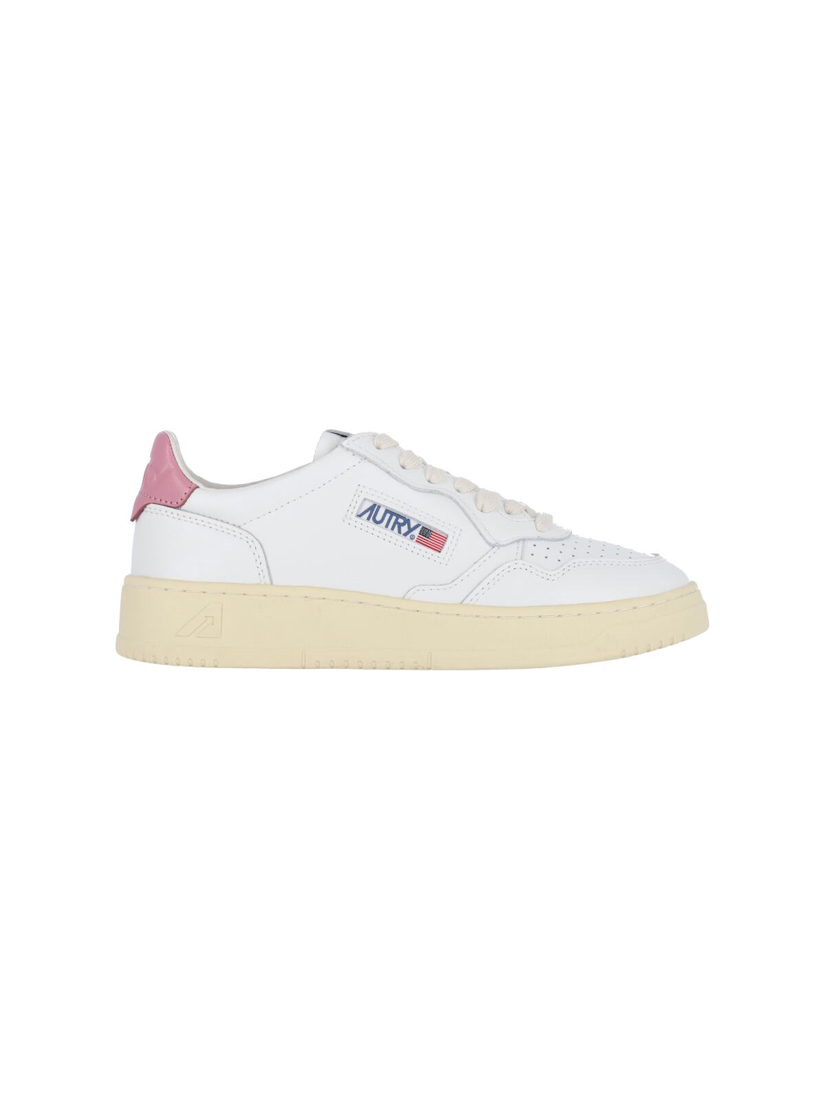 Autry Low Top Leather Sneakers With Pink Detail