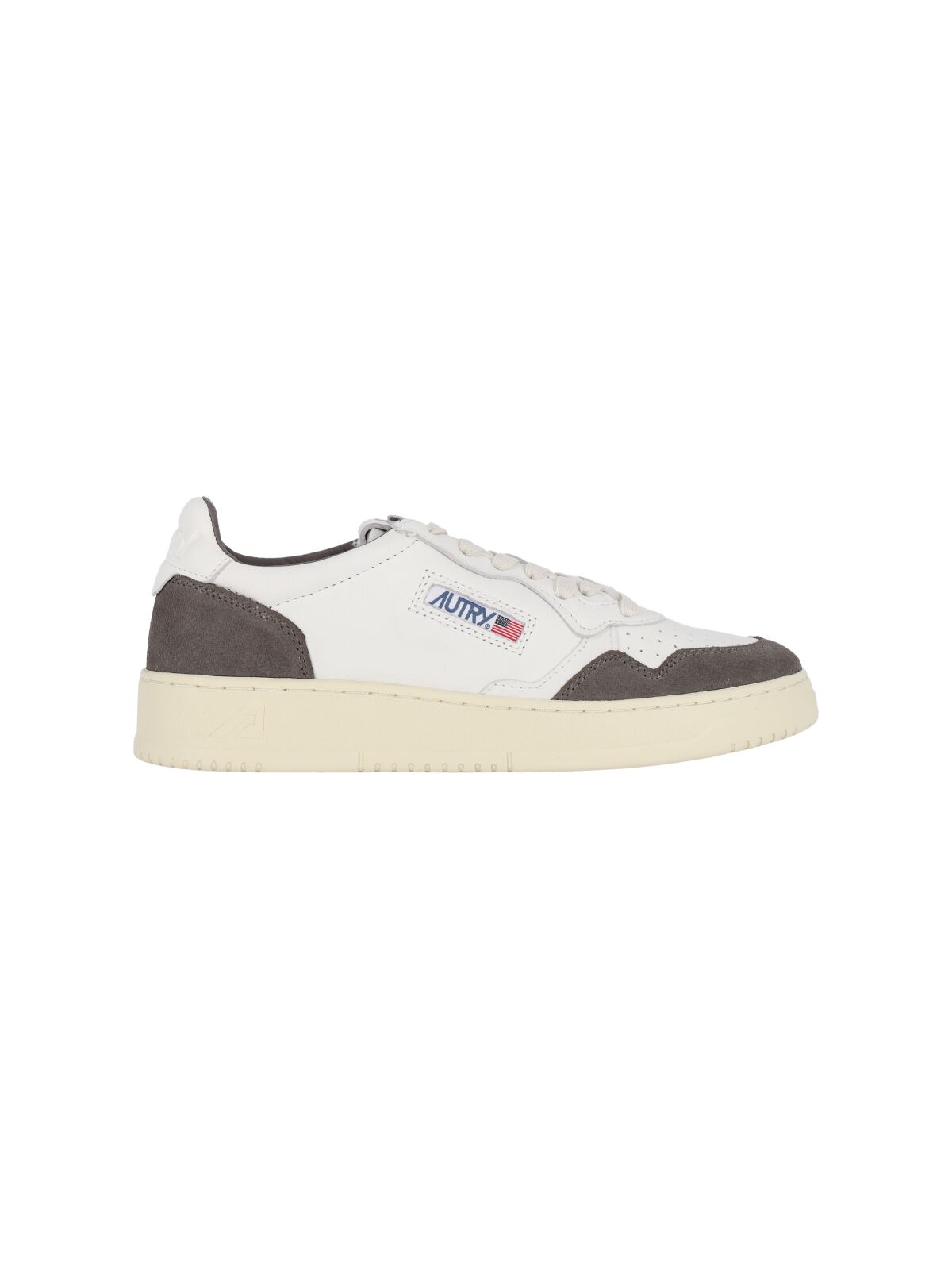 Autry Low Sneaker With Contrast Panels And Perforated Detailing In White