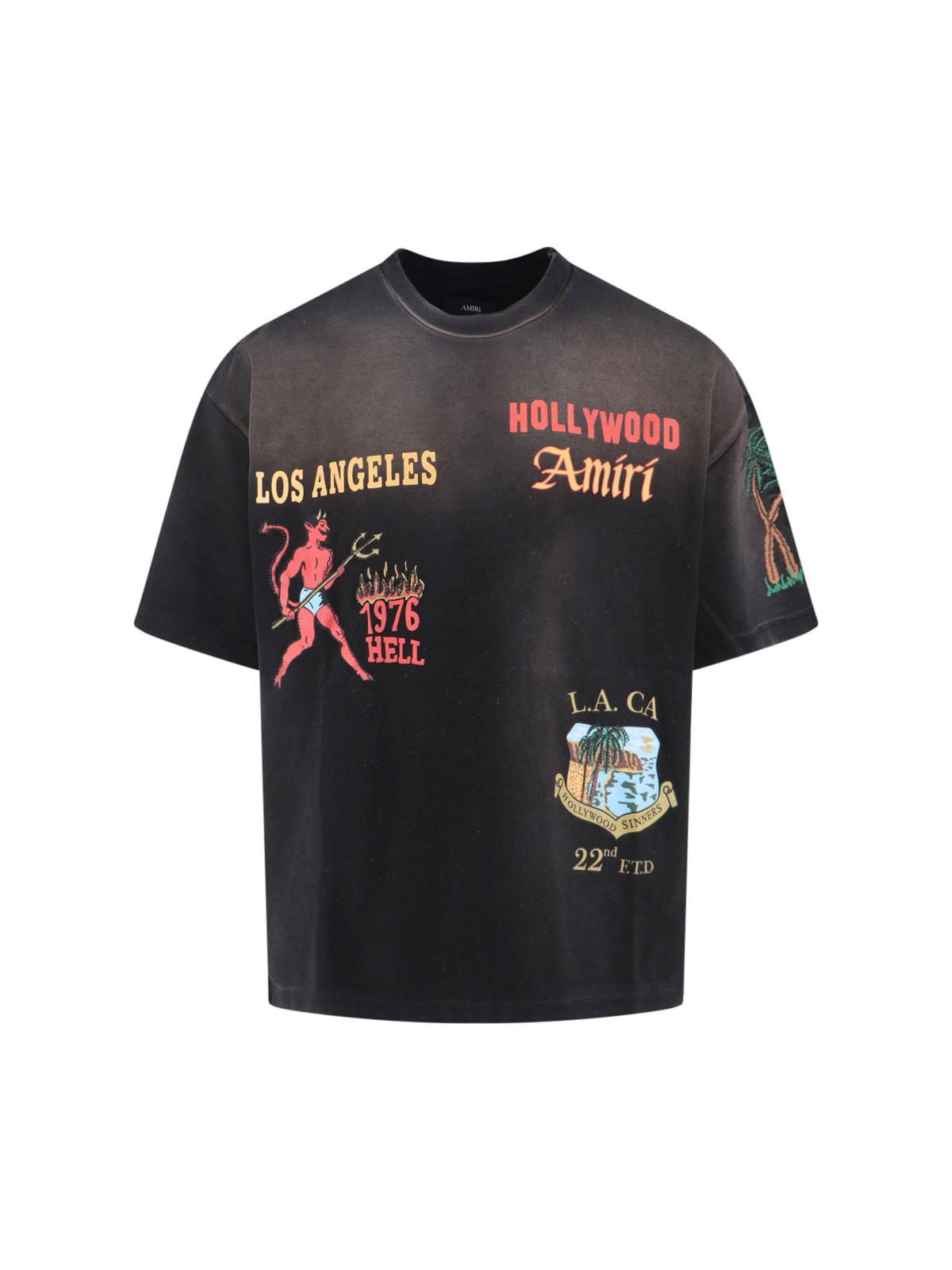 Amiri "sinners" Logo T-shirt In Black