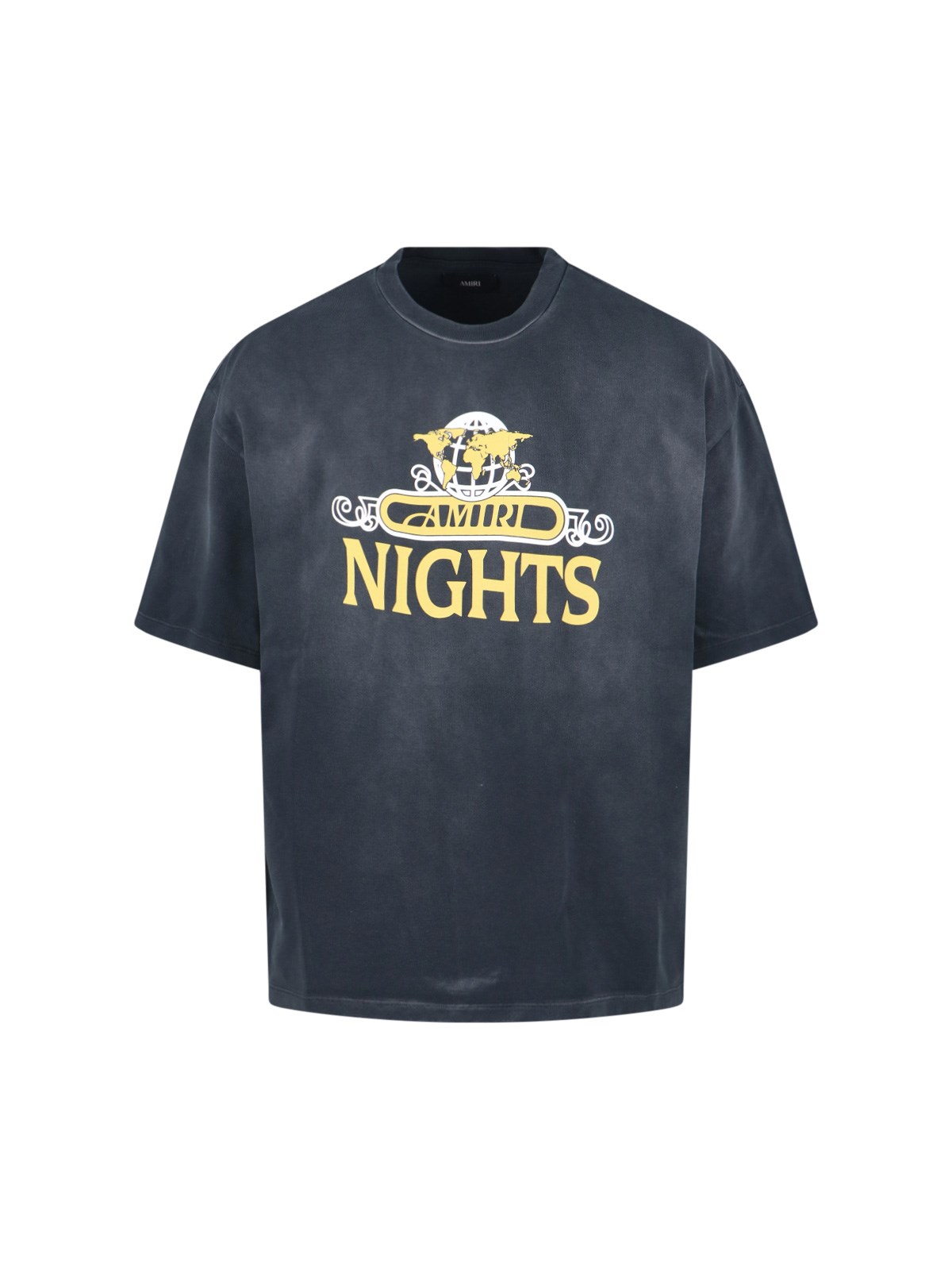 Amiri Night Graphic Print Crew Neck Short Sleeves In Black