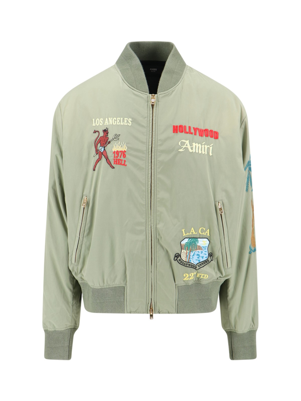 Amiri Embroidered Casual Jacket With Colorful Patches In Green
