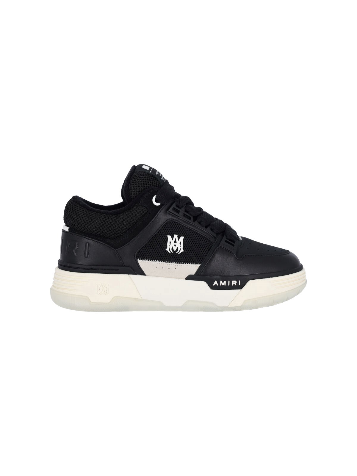 Amiri Black Low Top Sneakers With Logo Patch On The Tongue And Logo Lettering On The Heel In Leather Man In Black