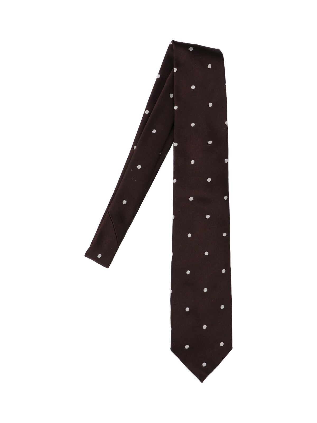 Tom Ford Slim Polka Dot Ties With Pointed Tip In Brown
