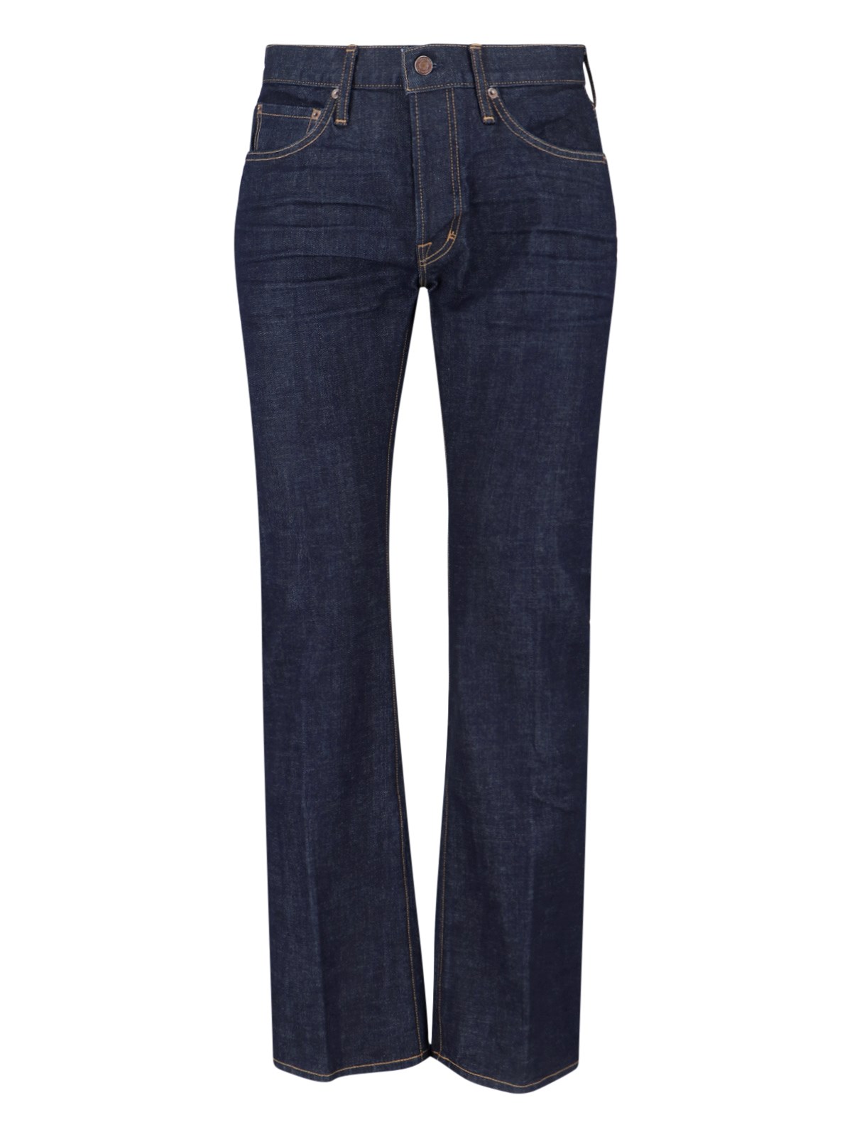 Tom Ford Contrast-stitching Straight-leg Jeans In Blue