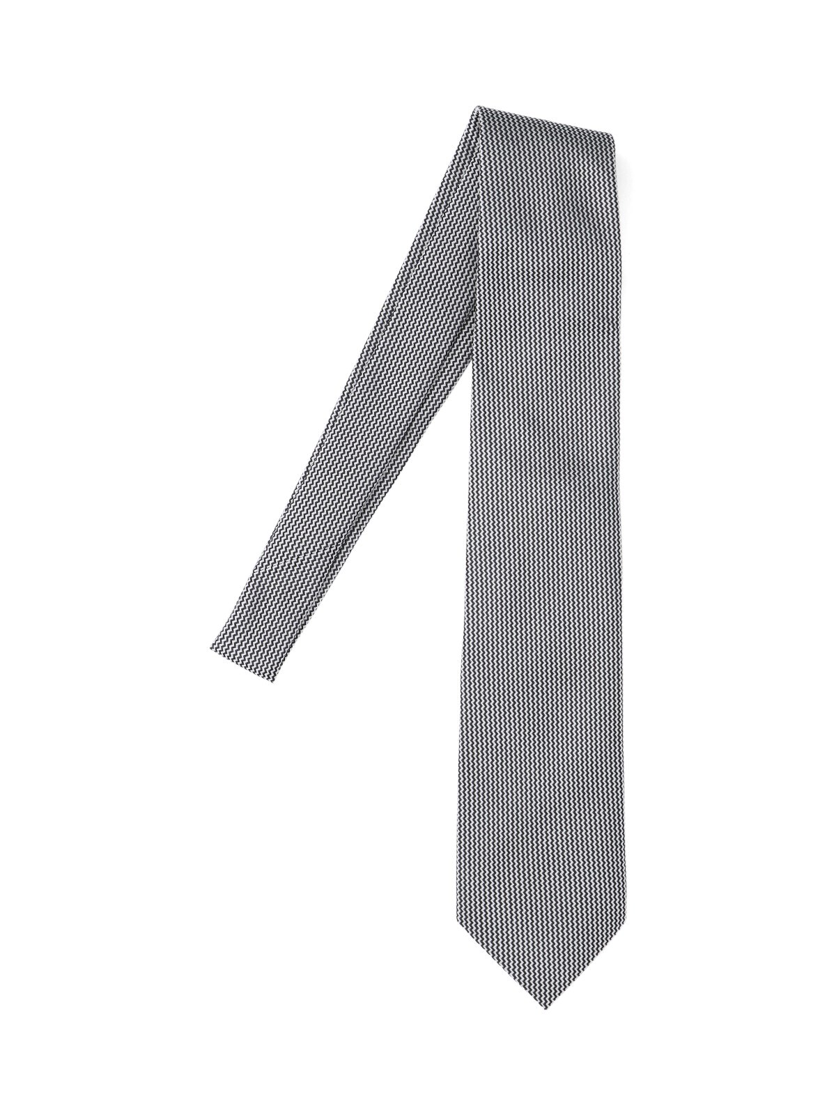 Tom Ford Adjustable Black Silk Tie With Houndstooth Pattern