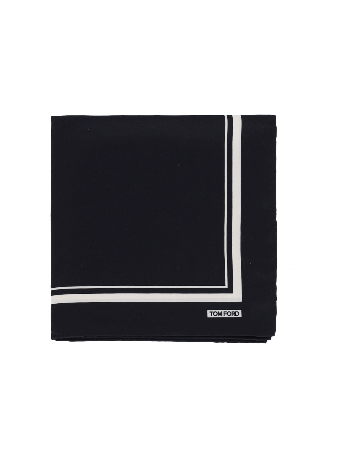 Tom Ford Logo-print Striped Silk Scarf In Black