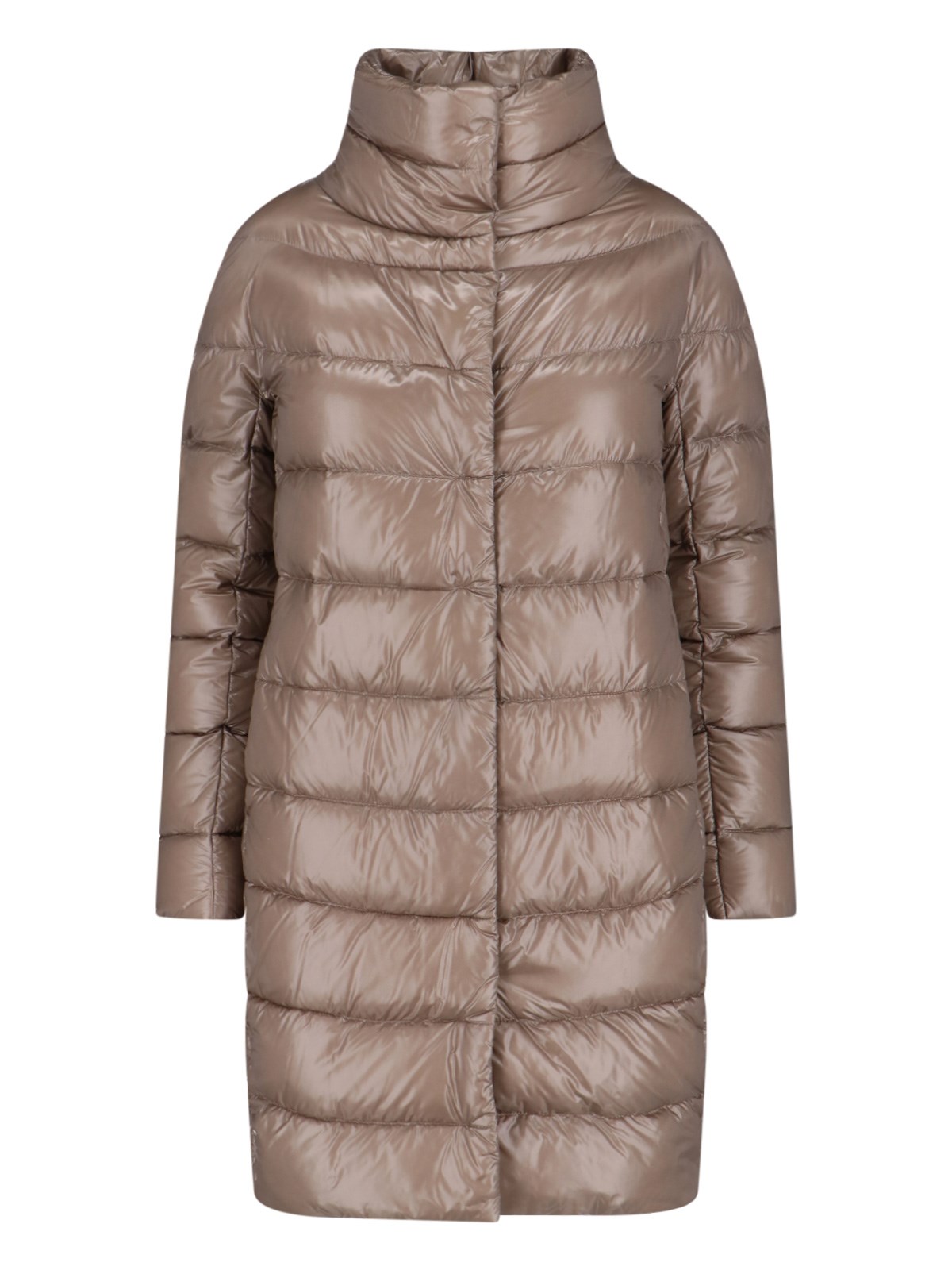 Herno Long Down Jacket "dora" In Brown