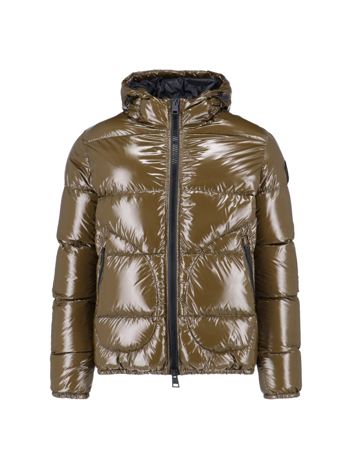 Herno Quilted Hooded Jacket Shiny Finish In Brown