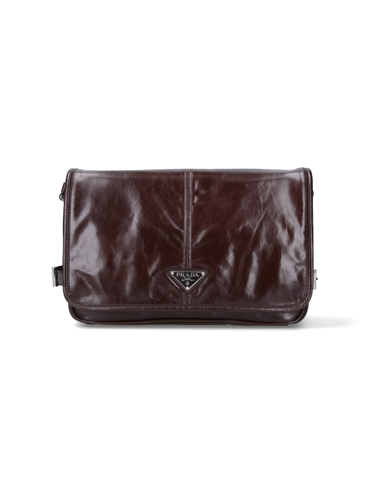 Prada Adjustable Leather Shoulder Bag With Zippered Welt Pocket
