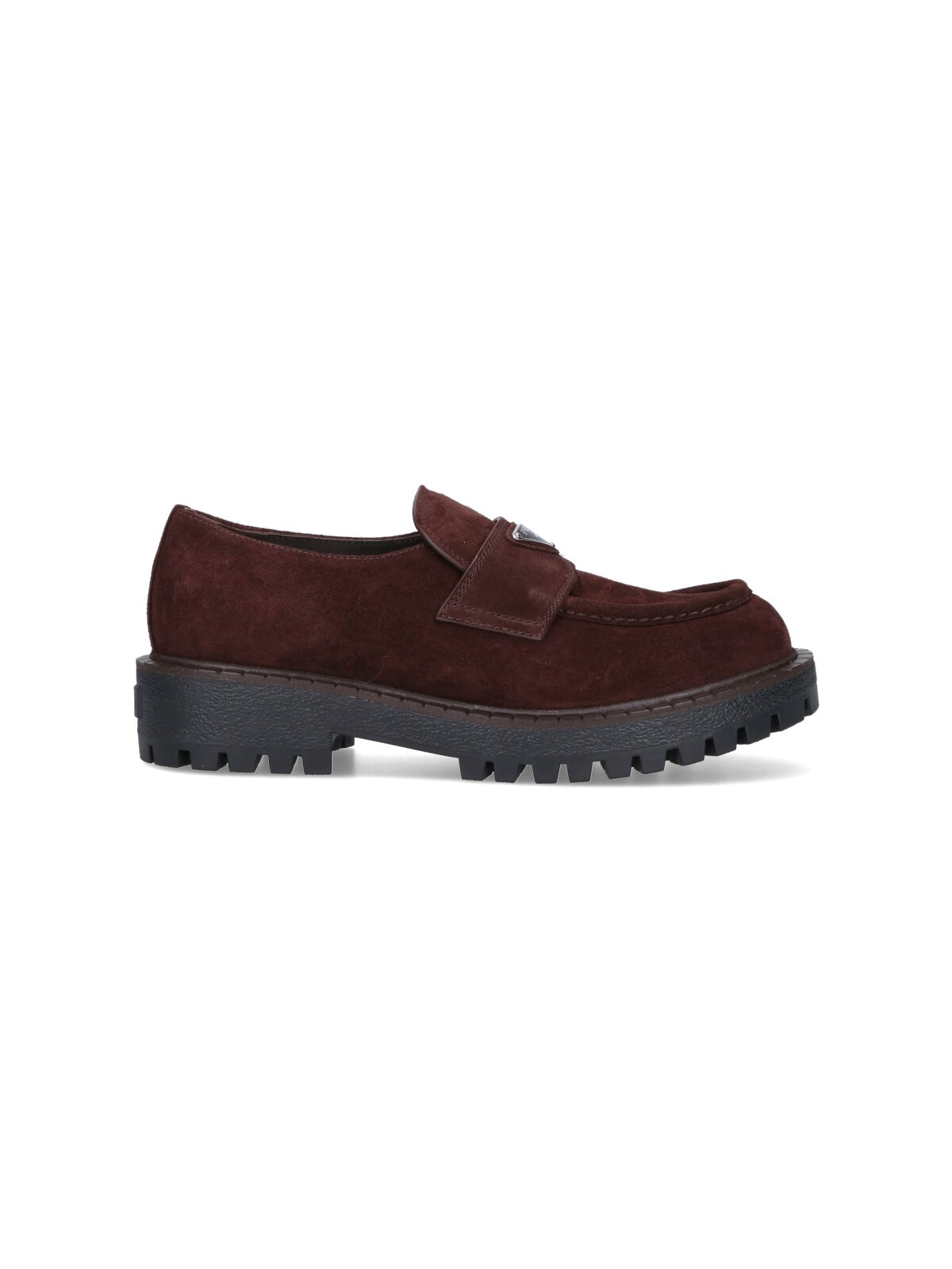 Prada Logo Loafers In Brown