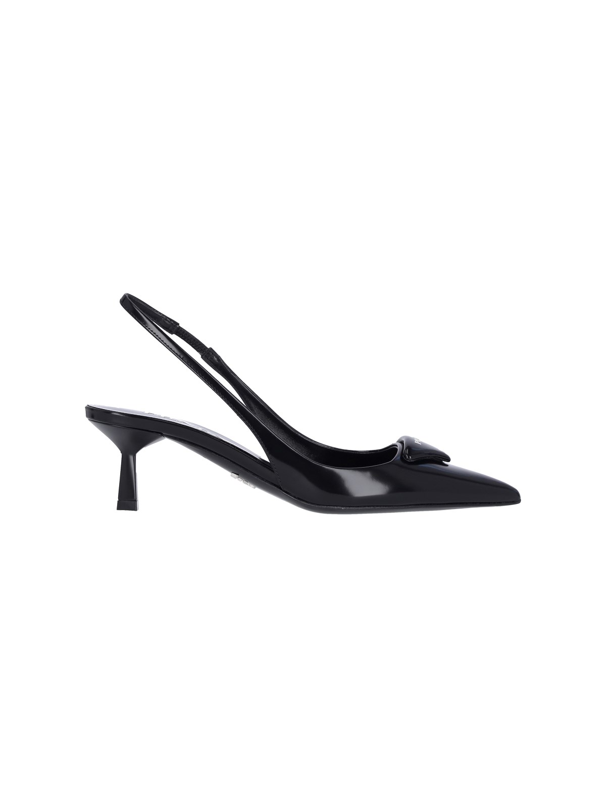 Prada Leather Pumps Glossy Finish Kitten Heel Pointed Toe