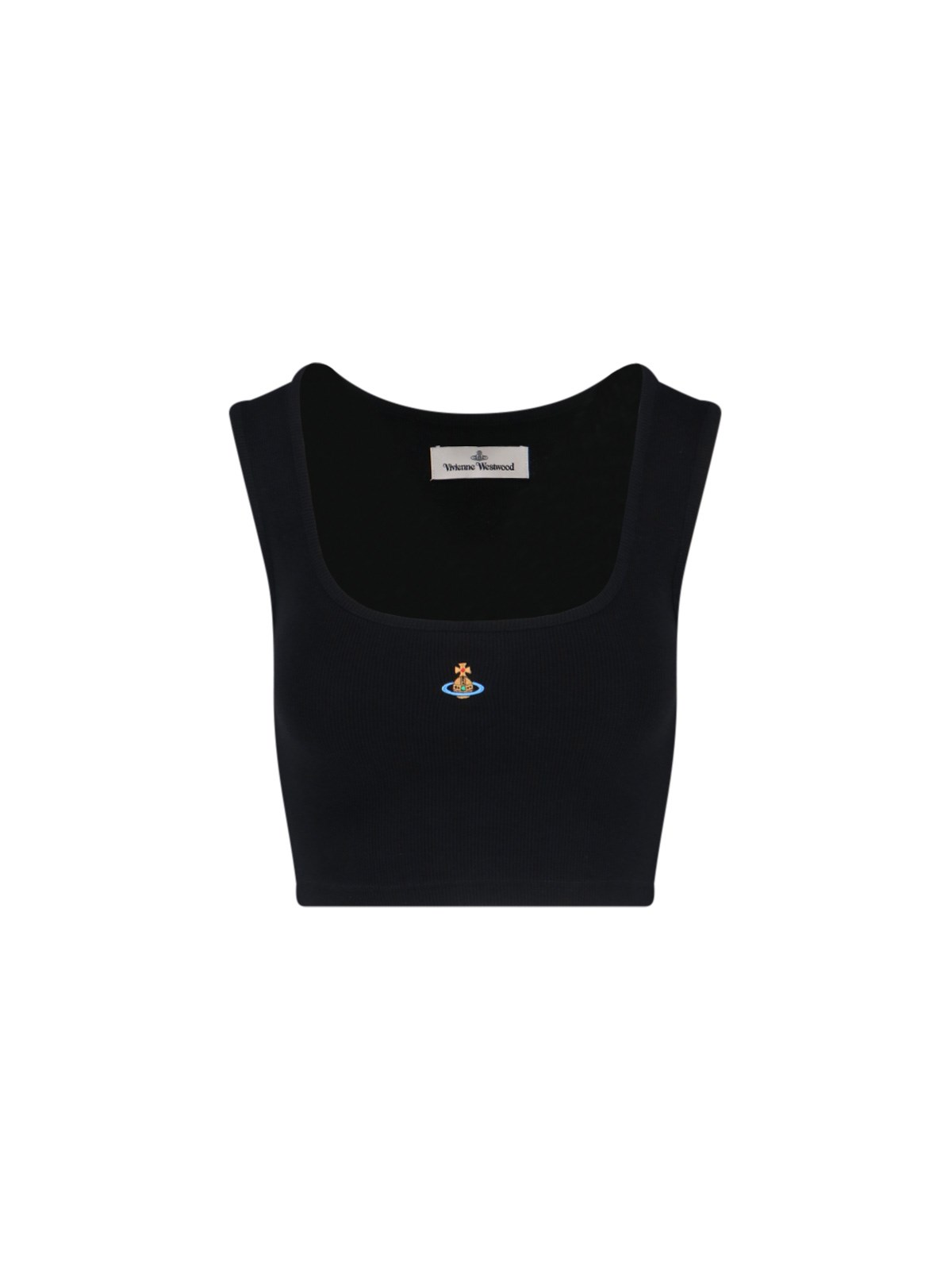 Vivienne Westwood Black Top With Embroidered Logo In Black