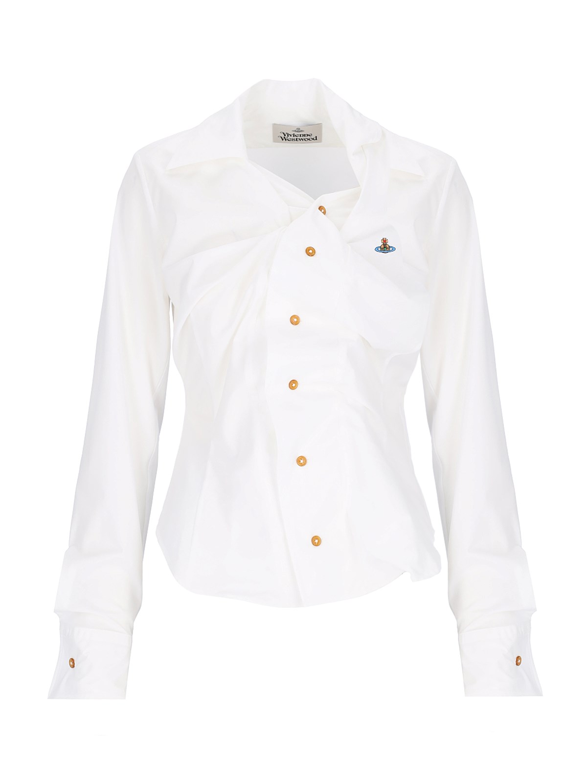 Vivienne Westwood Distorted Silhouette White Cotton Shirt With Asymmetrical Hem In White