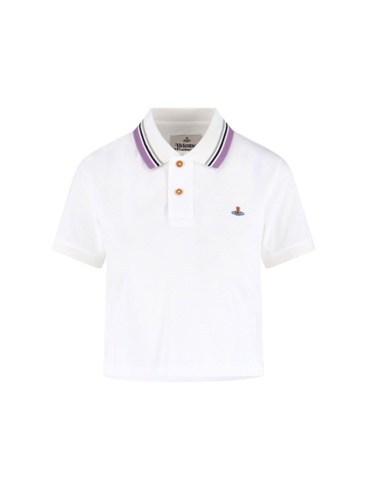 Vivienne Westwood Classic Polo With Multicolor Striped Detail In White