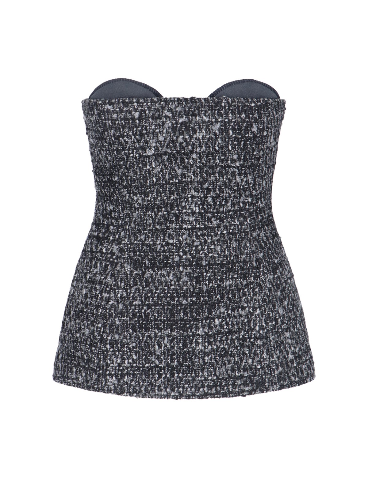 Diesel Fitted Strapless Top With Textured Boucle In Blue