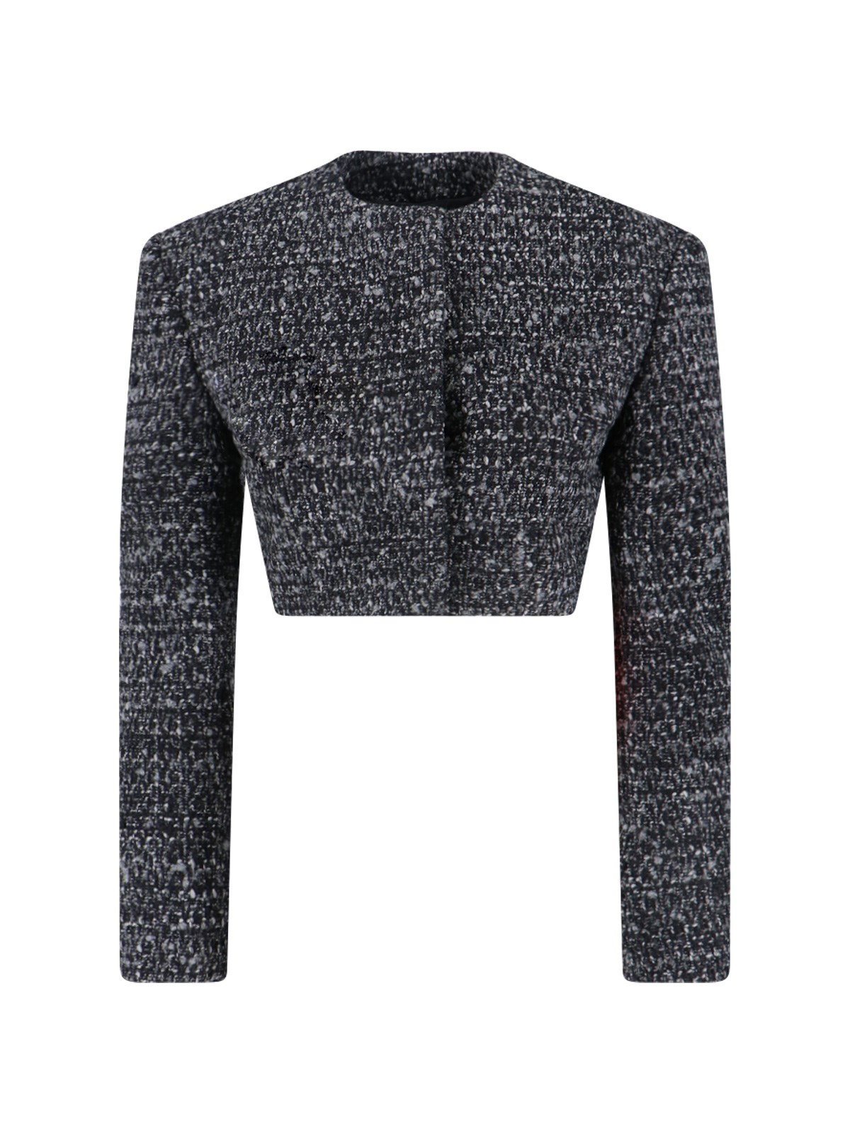 Diesel Cropped Tweed Jacket Long Sleeves In Black
