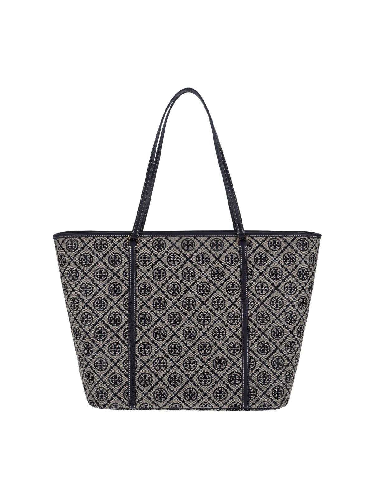 Tory Burch Embroidered Canvas T Monogram Shopping Bag In Blue