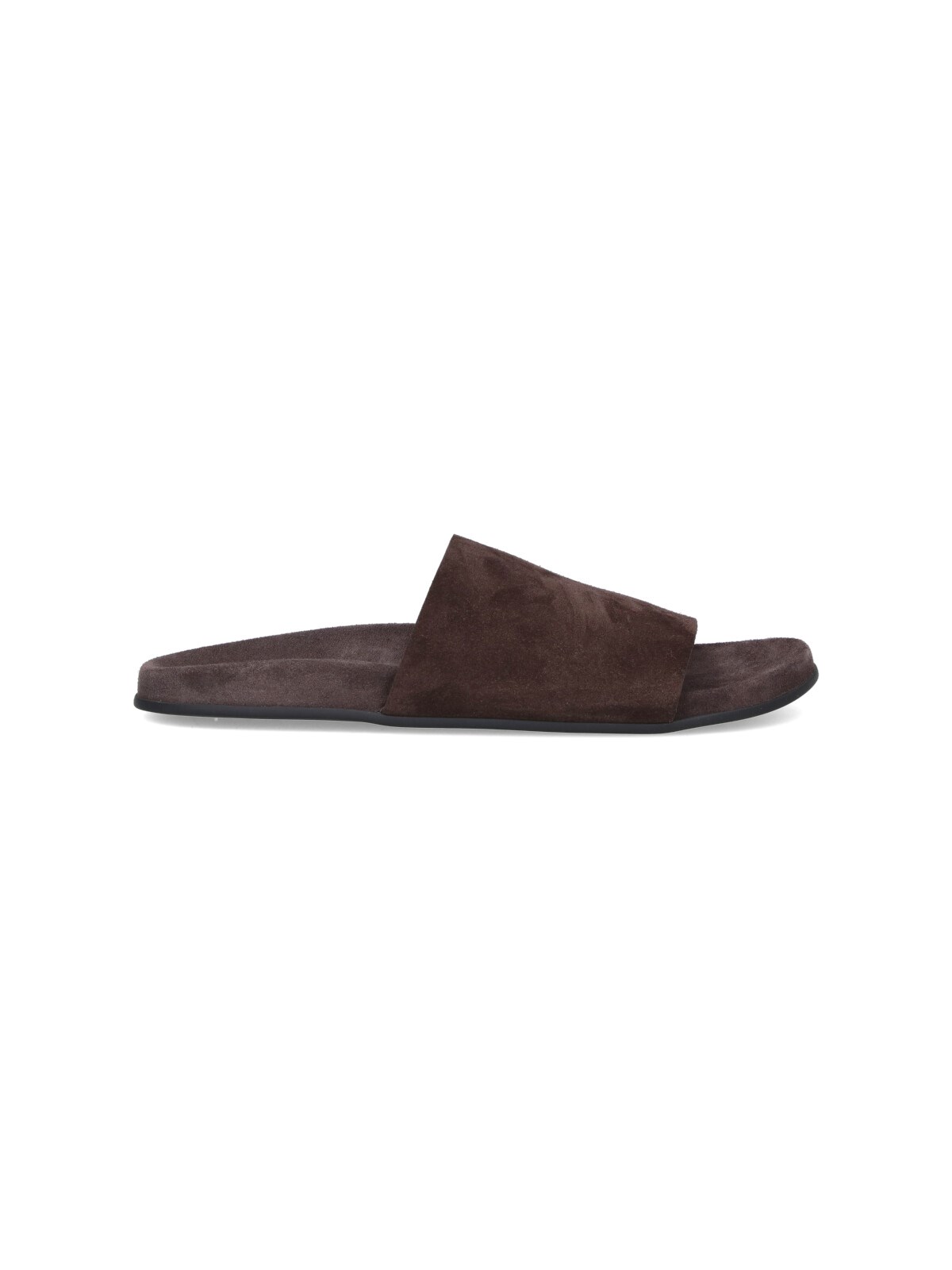 The Row "hugo" Slide Sandals In Brown