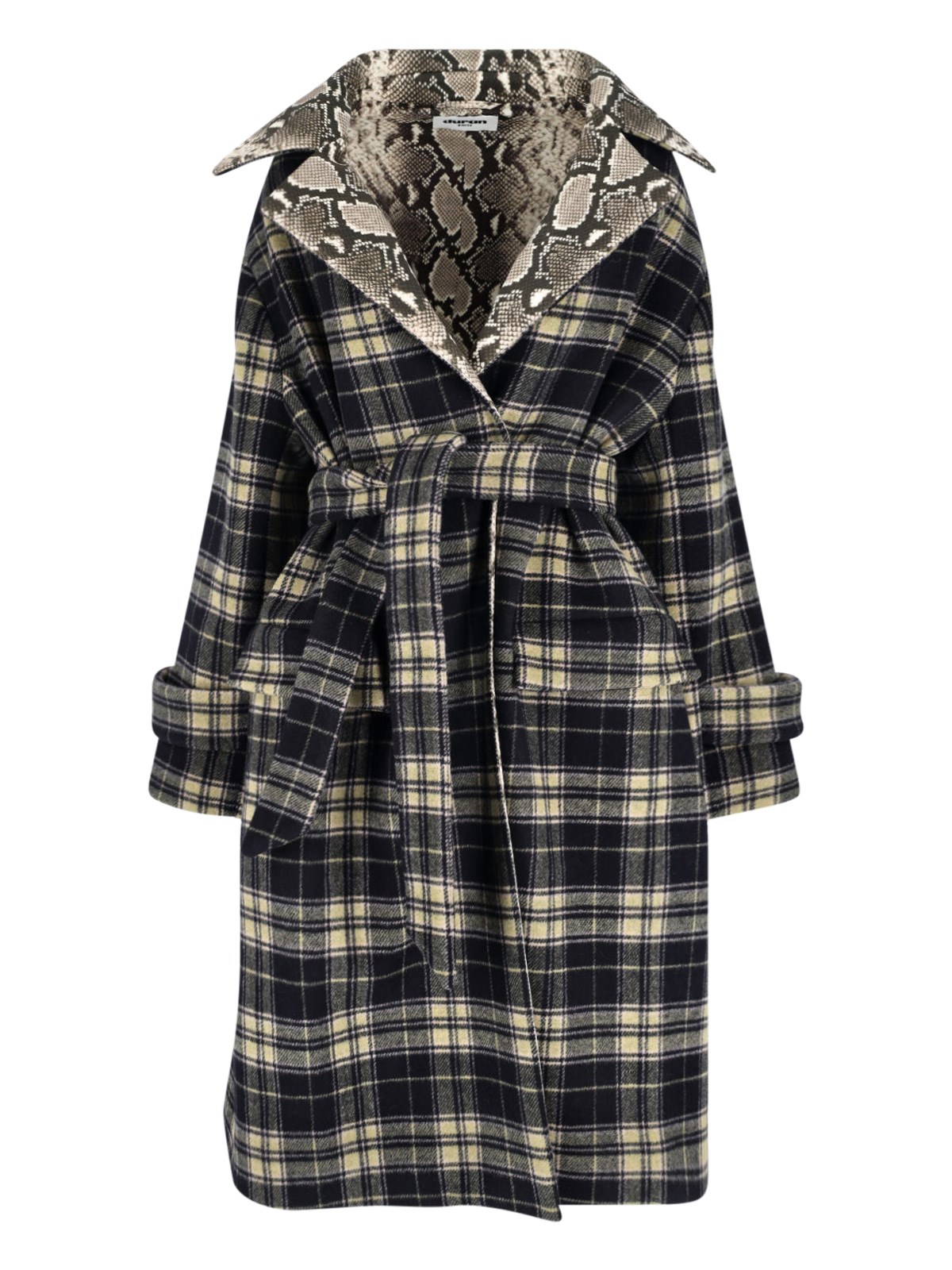 Duran Lantink Belted Plaid Coat In Multi