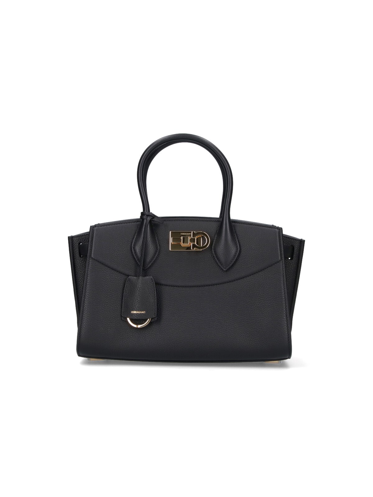 Ferragamo Structured Shoulder Bag Detachable Strap In Black