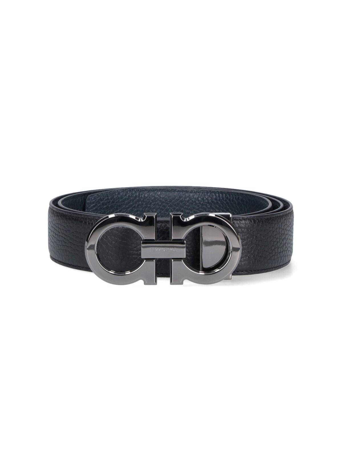 Ferragamo Gancini Reversible Belt In Black