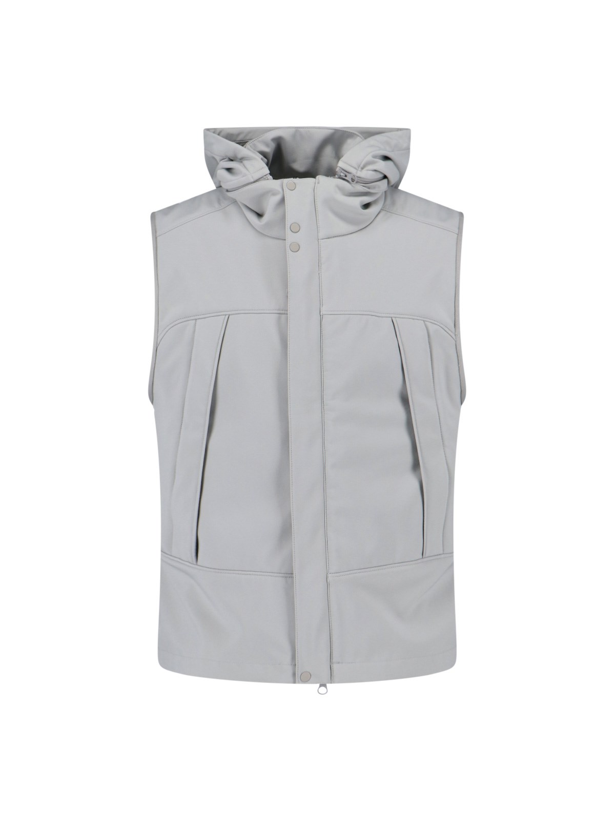 C.p. Company Sleeveless Soft Shell Jacket Hood In Gray