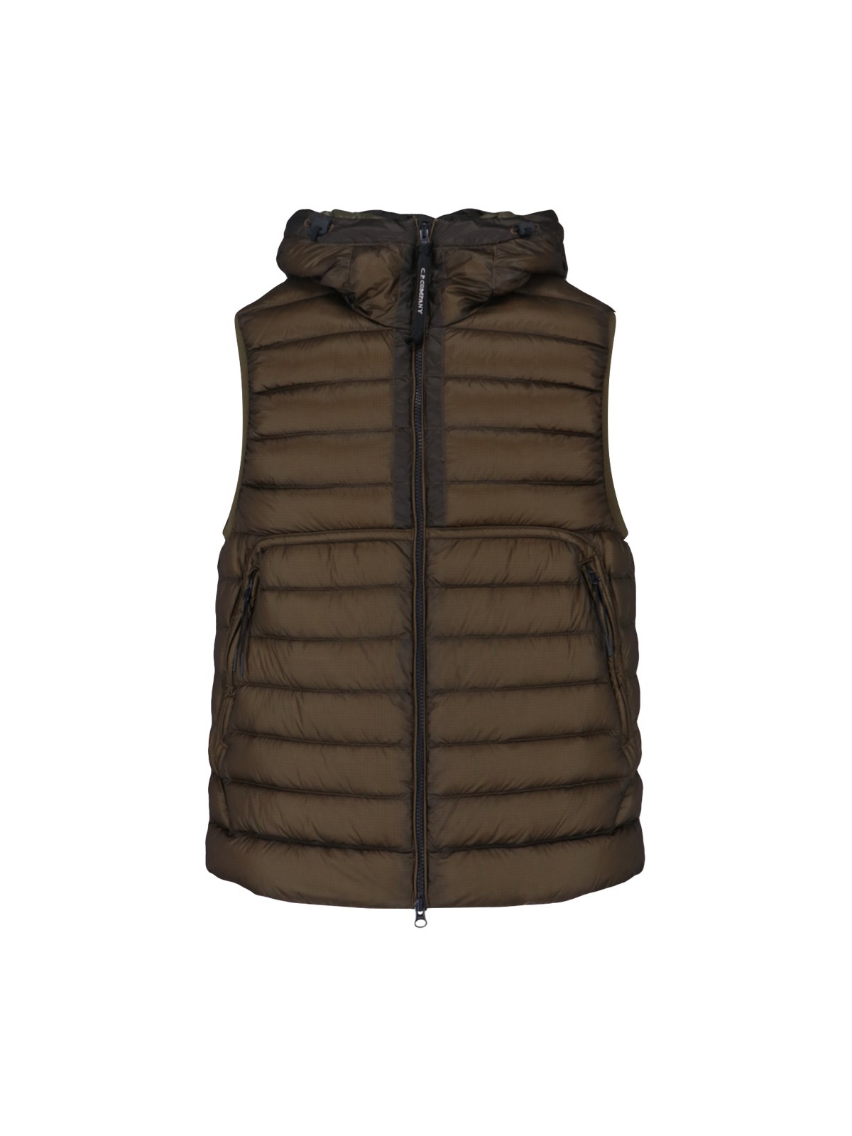 C.p. Company Goggle Hooded Down Gilet In Multi