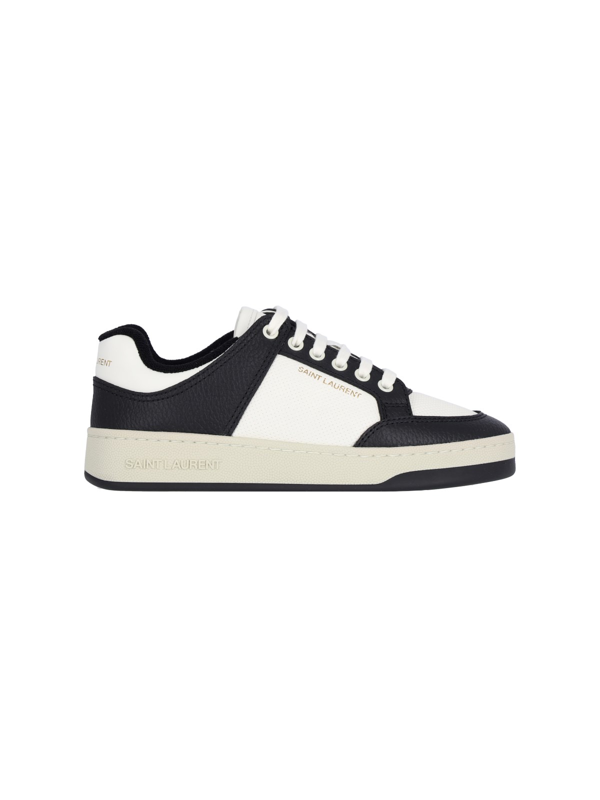 Saint Laurent Low-top Leather Sneakers Featuring Contrast Panels In Brown