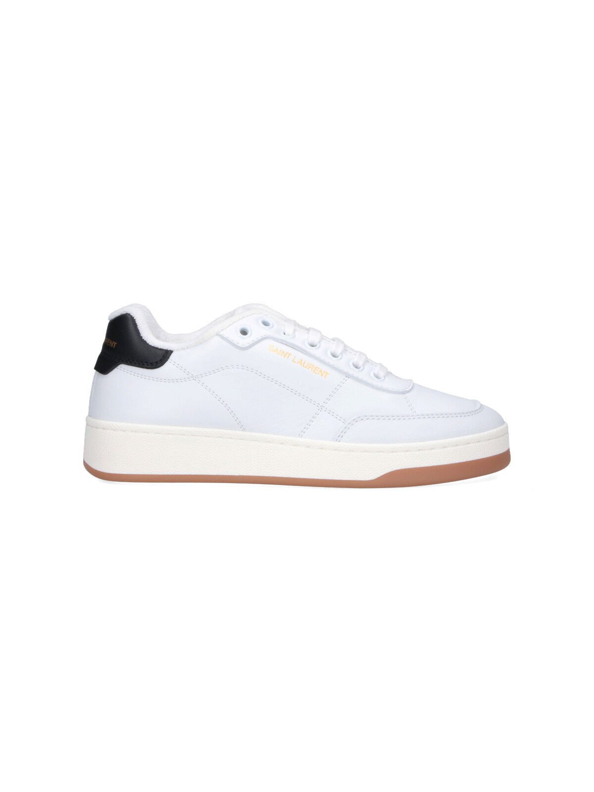 Saint Laurent Low-top Sneakers With Contrast Heel Tab In White