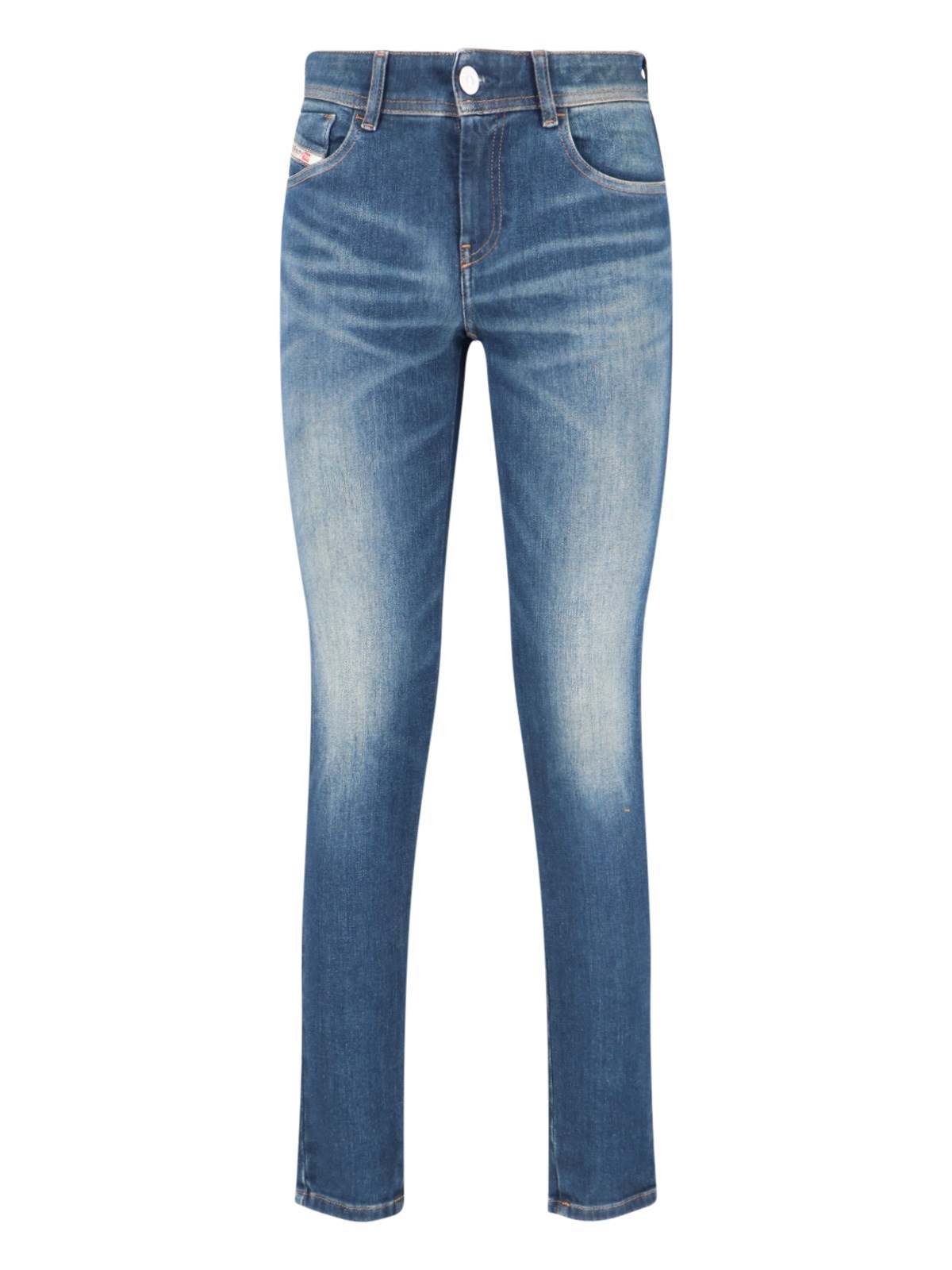 Diesel Straight Trousers With Belt Loops And Faded Effect In Blue