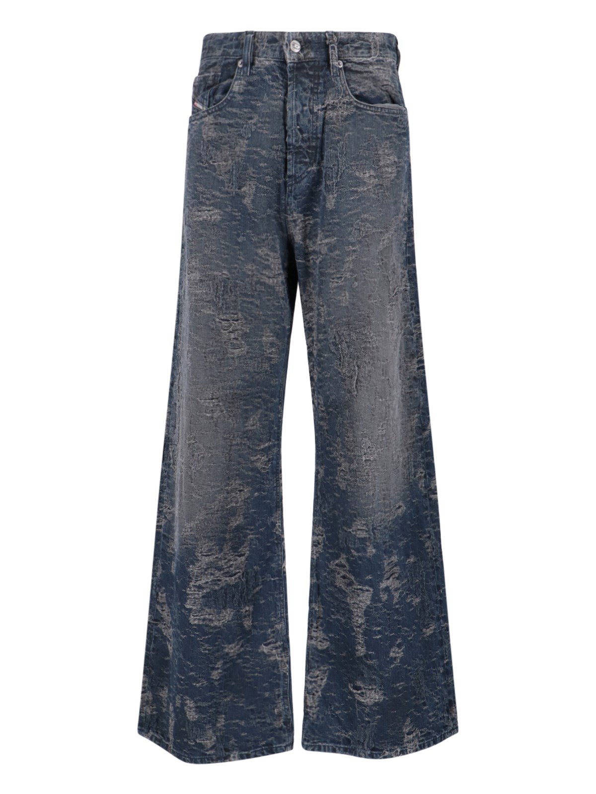 Diesel Wide-leg Trousers Distressed Texture In Black