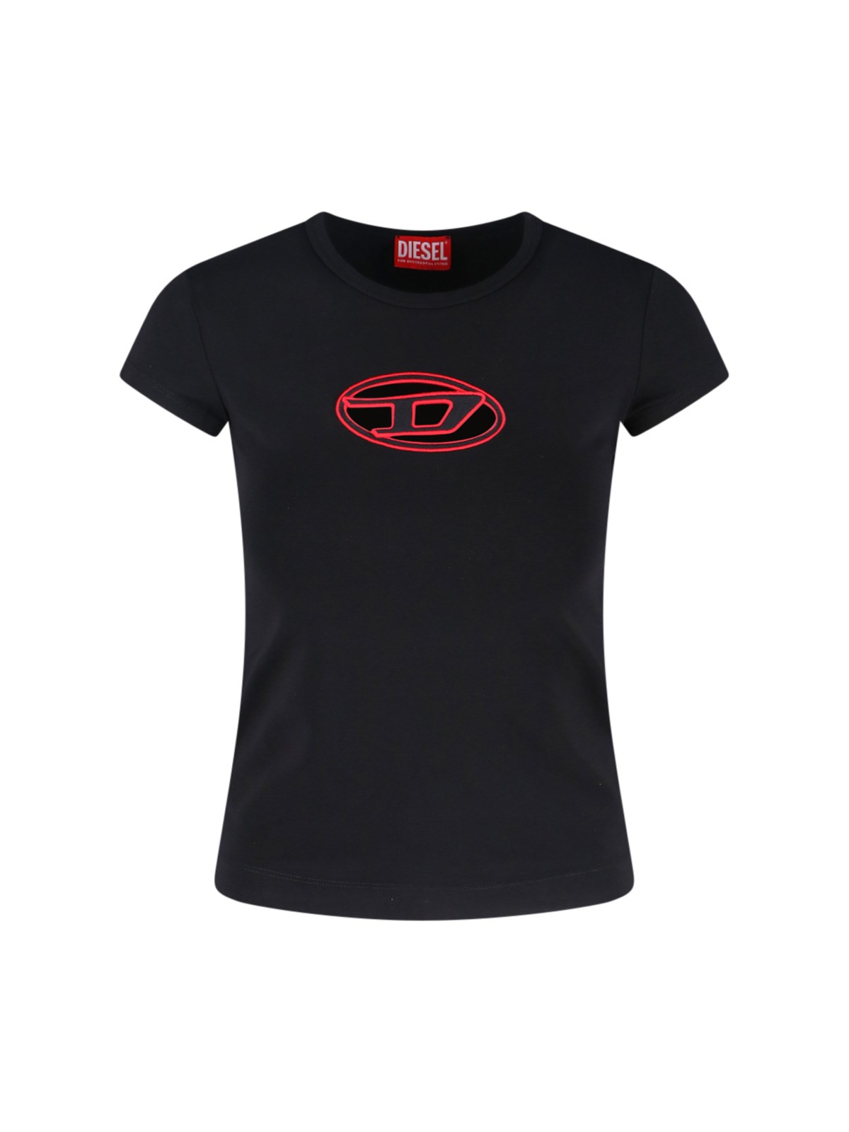 Diesel Women Black Stretch Cotton T-angie T-shirt In Black