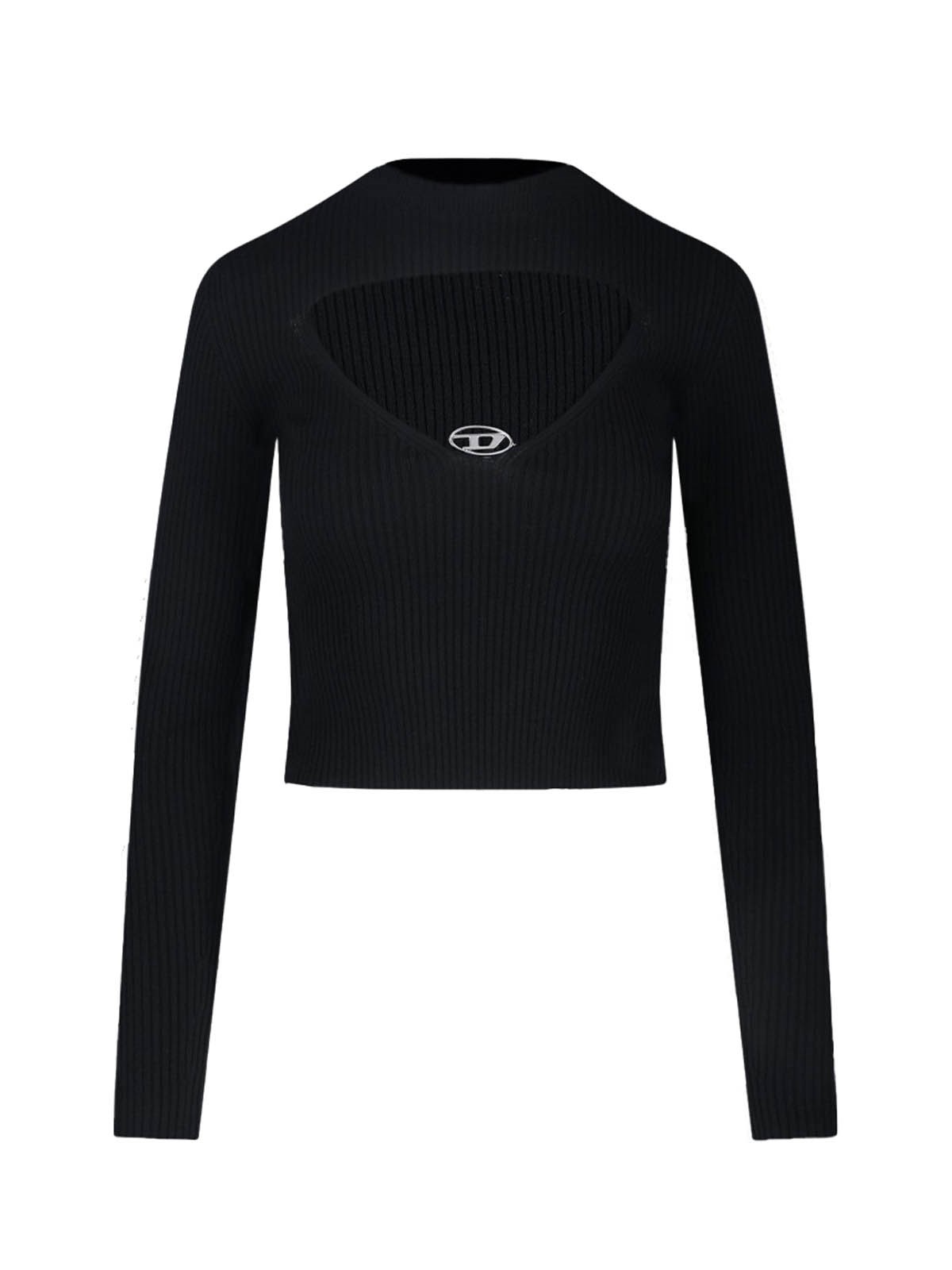 Diesel Womens 9xx M-olina Cut-out Wool Knitted Top In Black