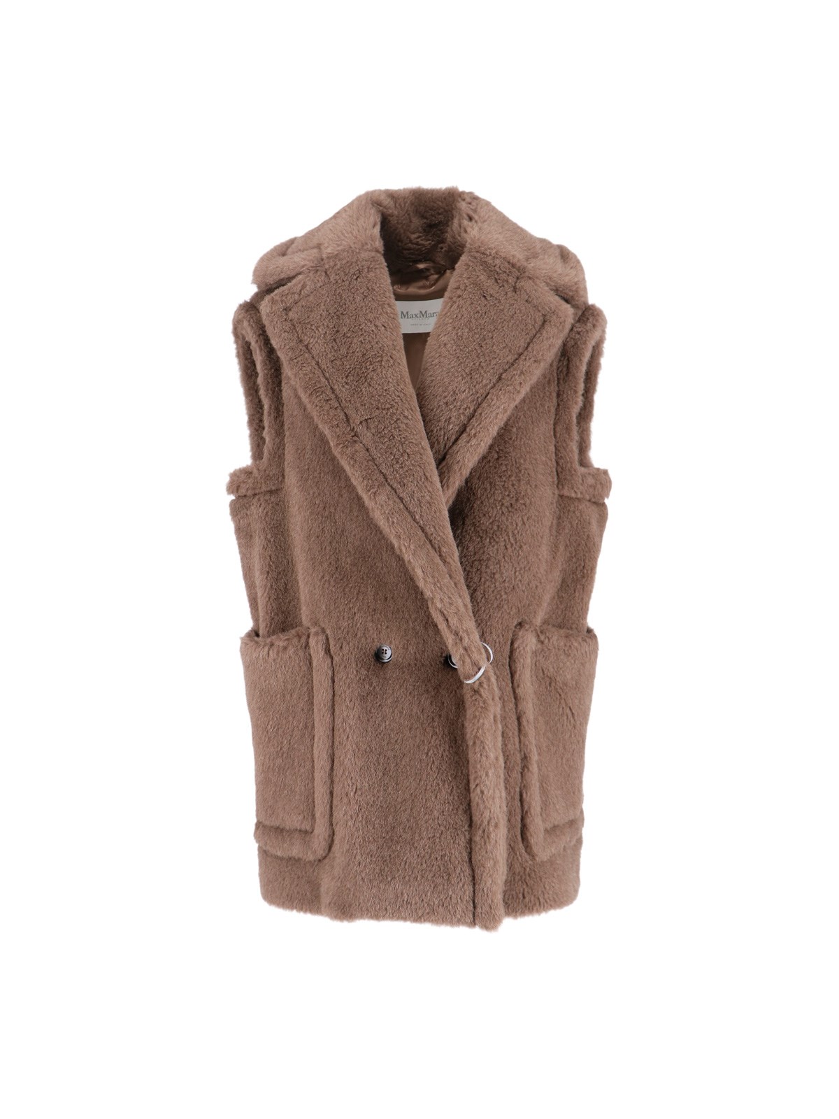 Max Mara Sleeveless Teddy Jacket In Alpaca And Wool In Brown