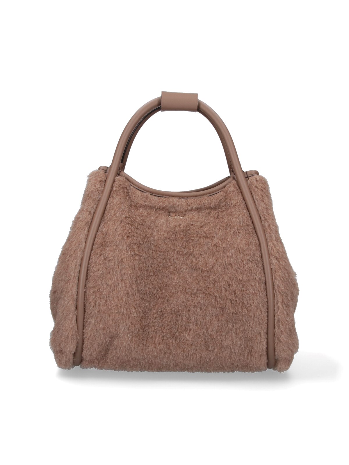 Max Mara Textured Shoulder Bag Detachable Strap In Brown