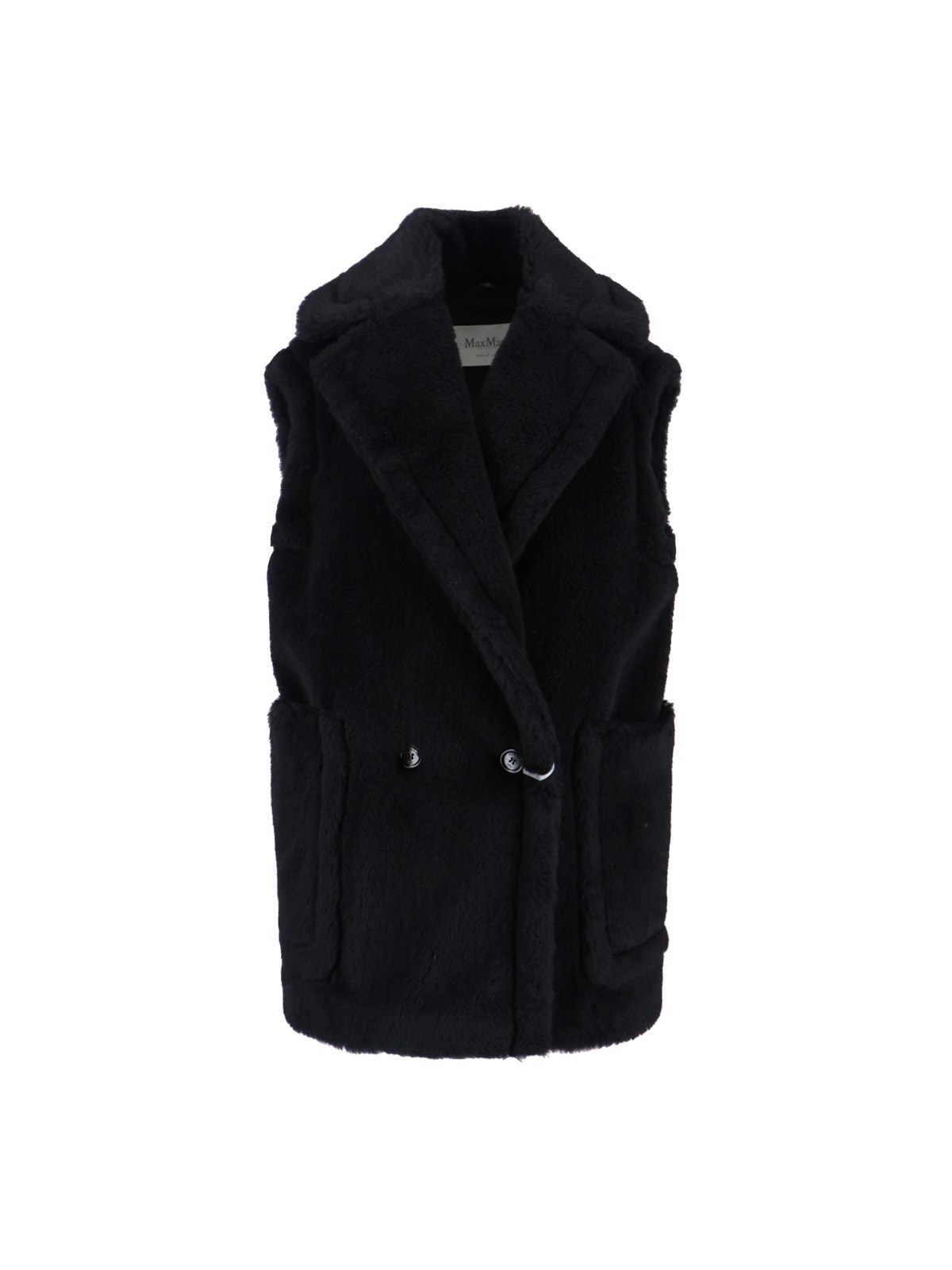 Max Mara Double-breasted Sleeveless Faux Fur Jacket In Multi