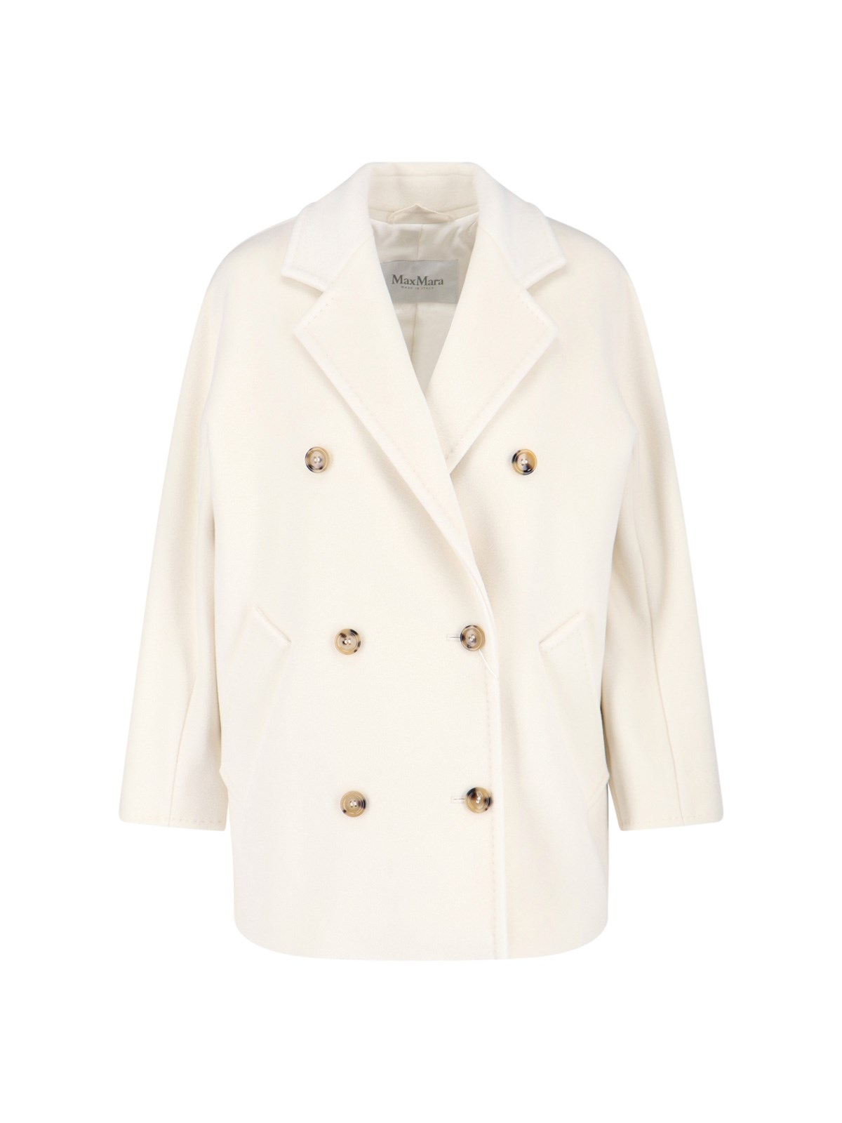 Max Mara Double-breasted Jacket Featuring Notched Lapels In White