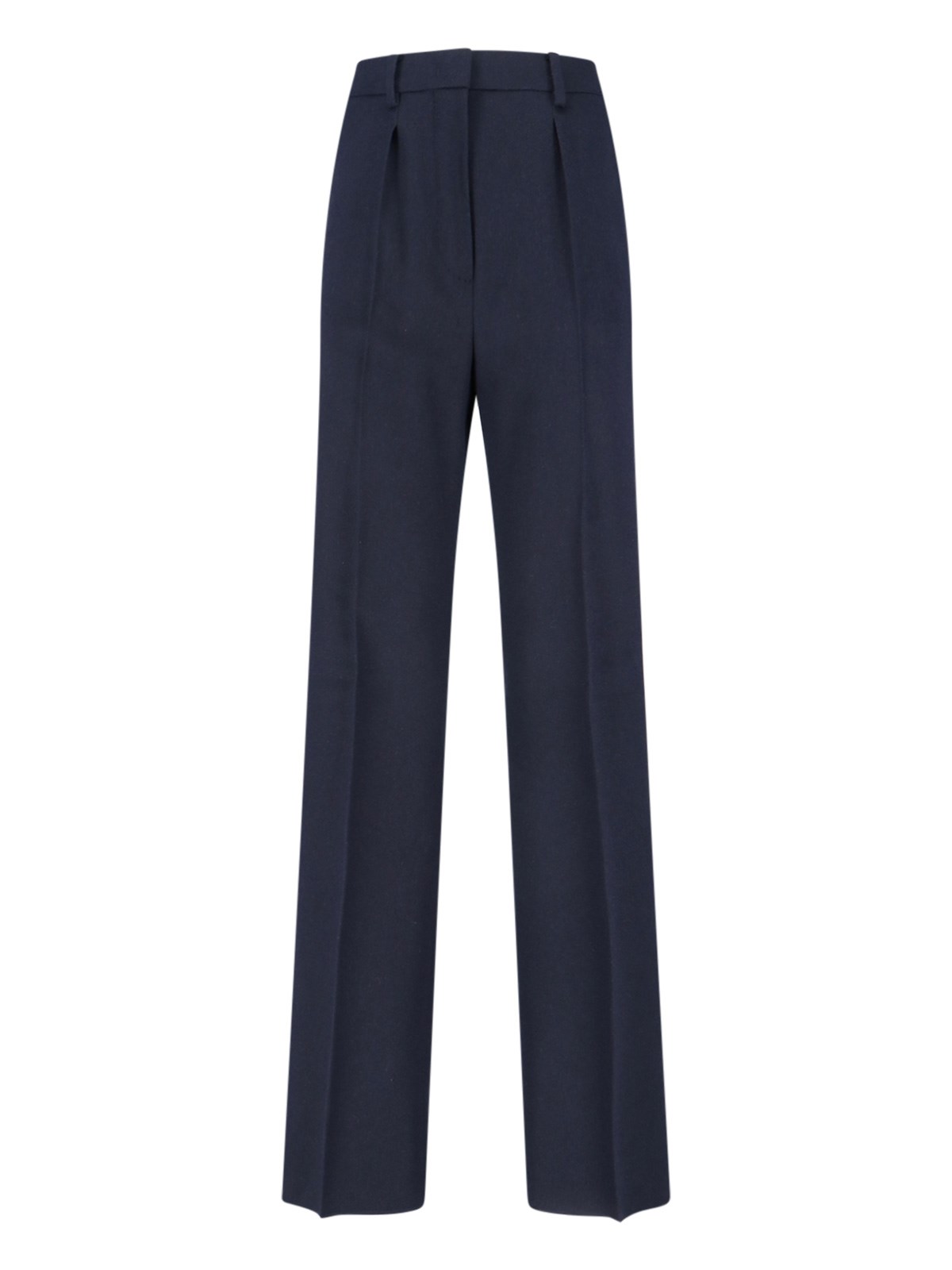 Max Mara Straight Trousers With Pleats And Pockets In Blue