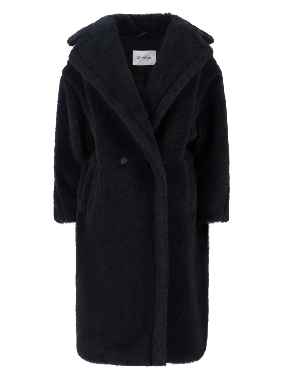 Max Mara Hooded Coat With Belt In Black Wool In Black
