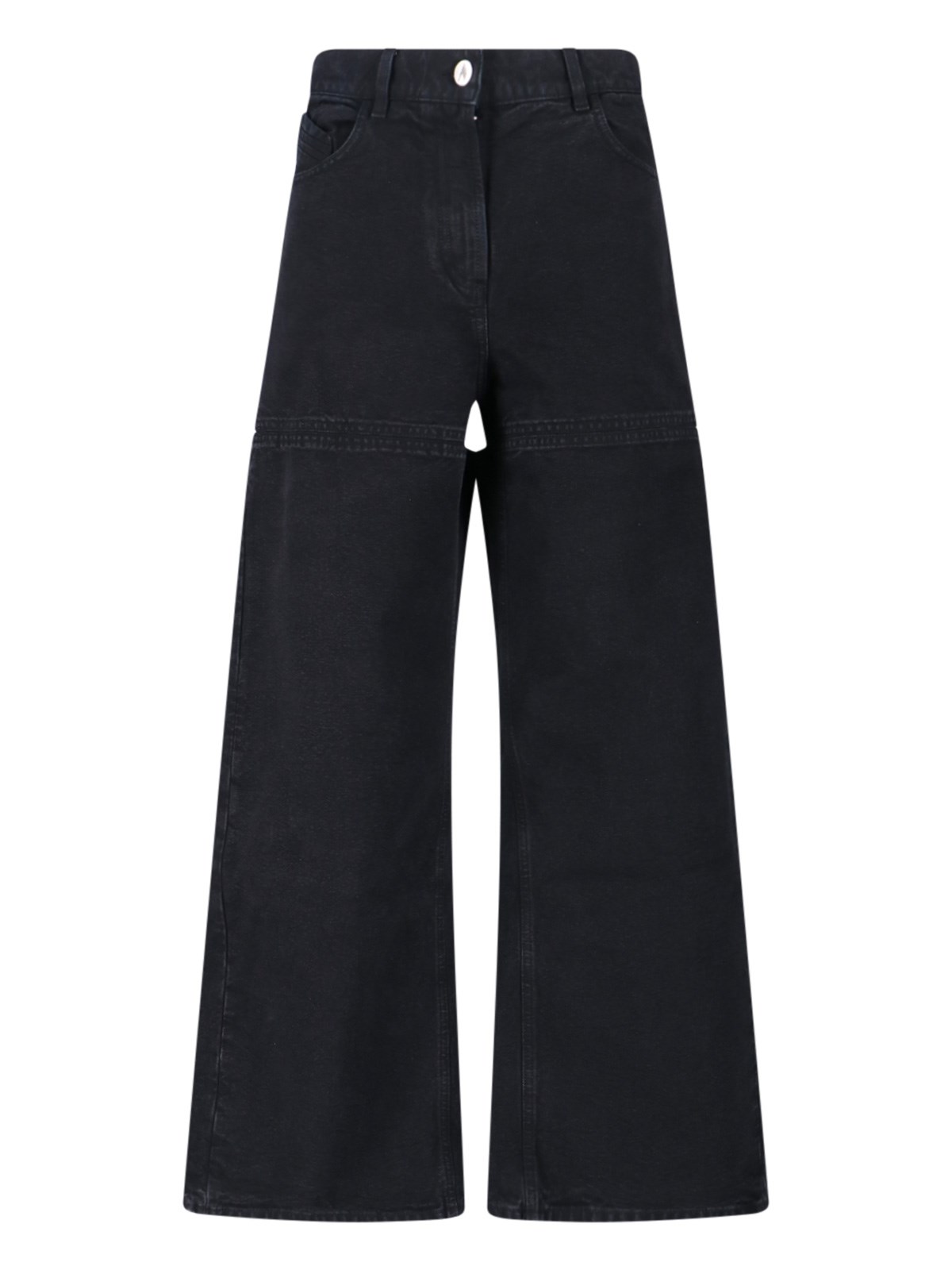Attico Wide-leg Denim Trousers With Cut Out Detail In Black