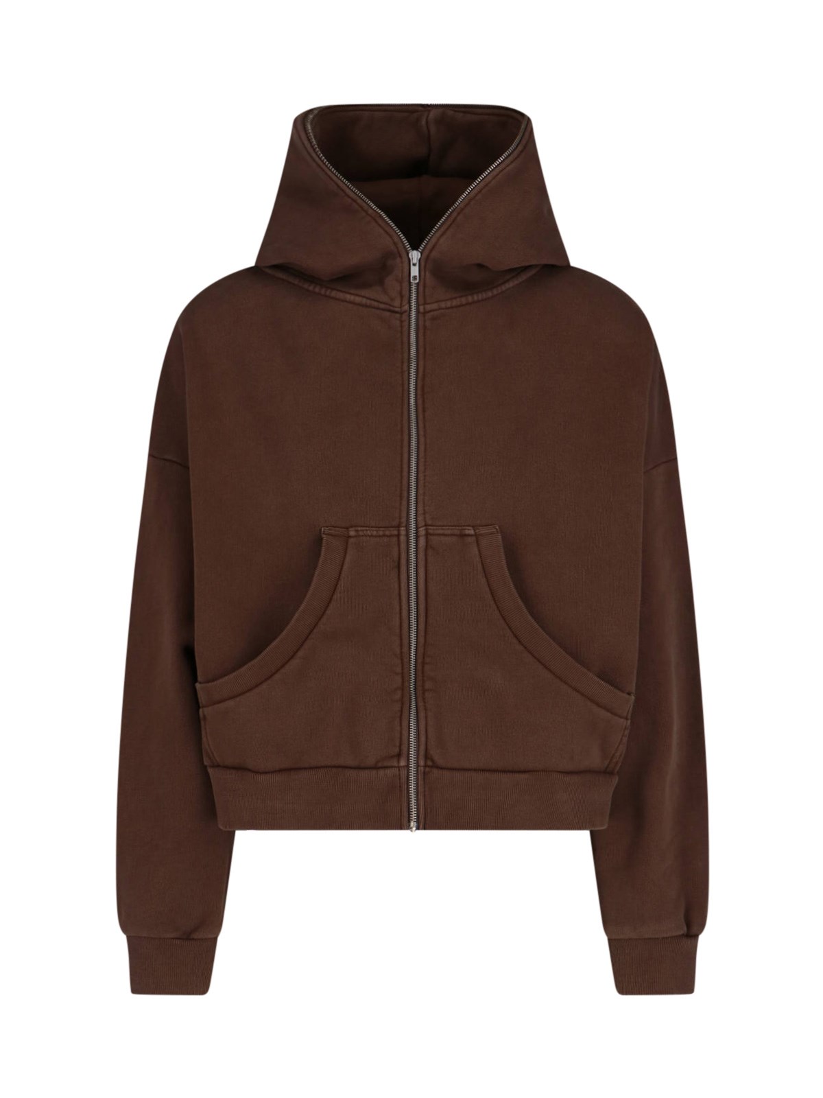 Entire Studios Oversize Cotton Sweatshirt With Hood And Kangaroo Pockets In Brown