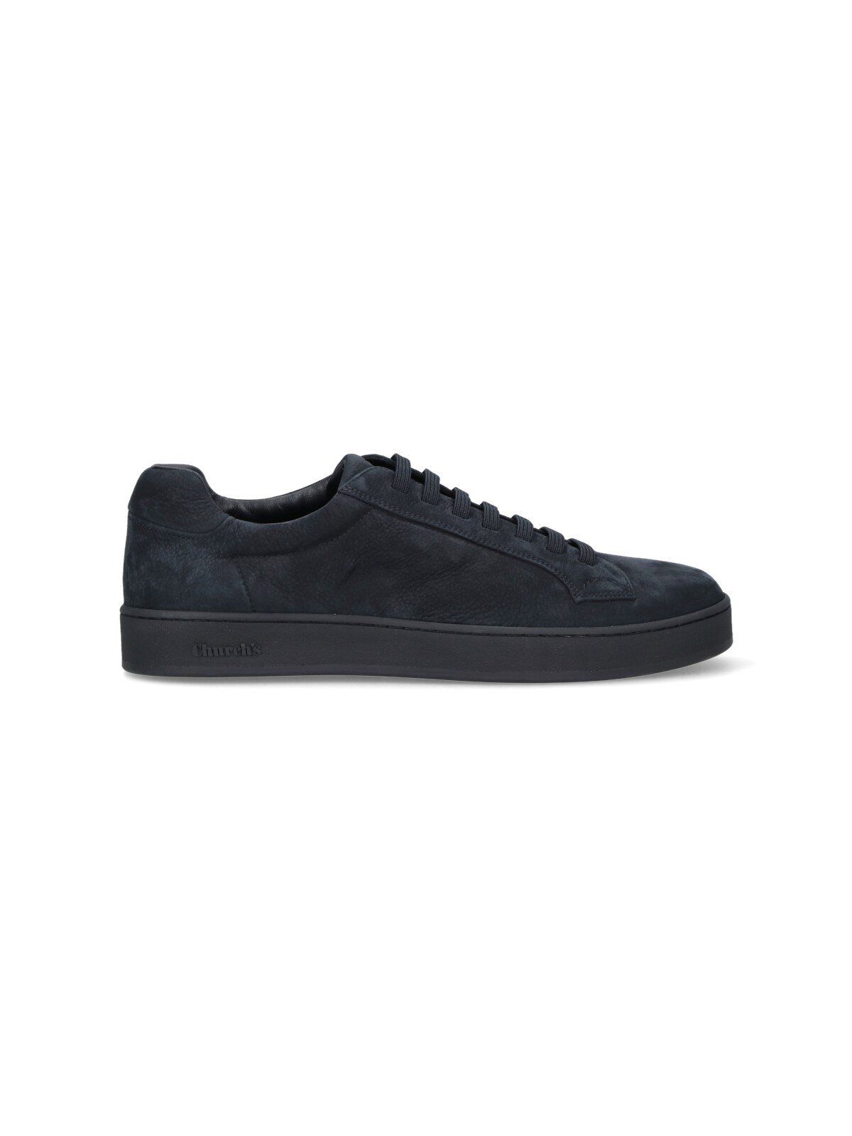 Church's Navy Textured Leather Low-top Sneakers With Rounded Toe Design In Black