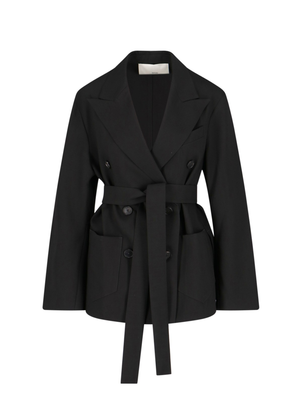 Setchu Tailored Black Jacket With Classic Collar And Streamlined Silhouette In Multi