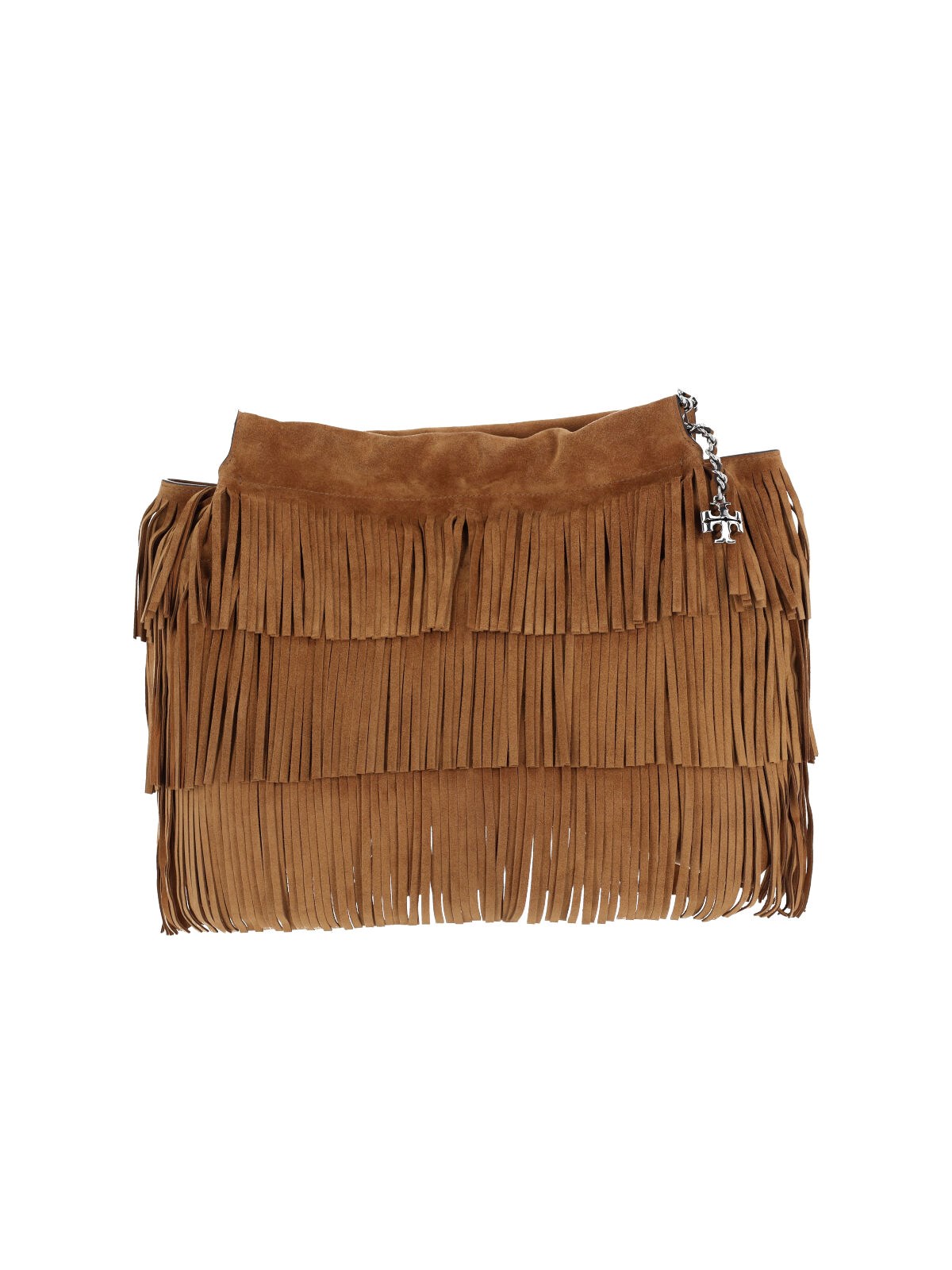 Tory Burch 'fleming Suede Fringe' Hobo Bag In Brown