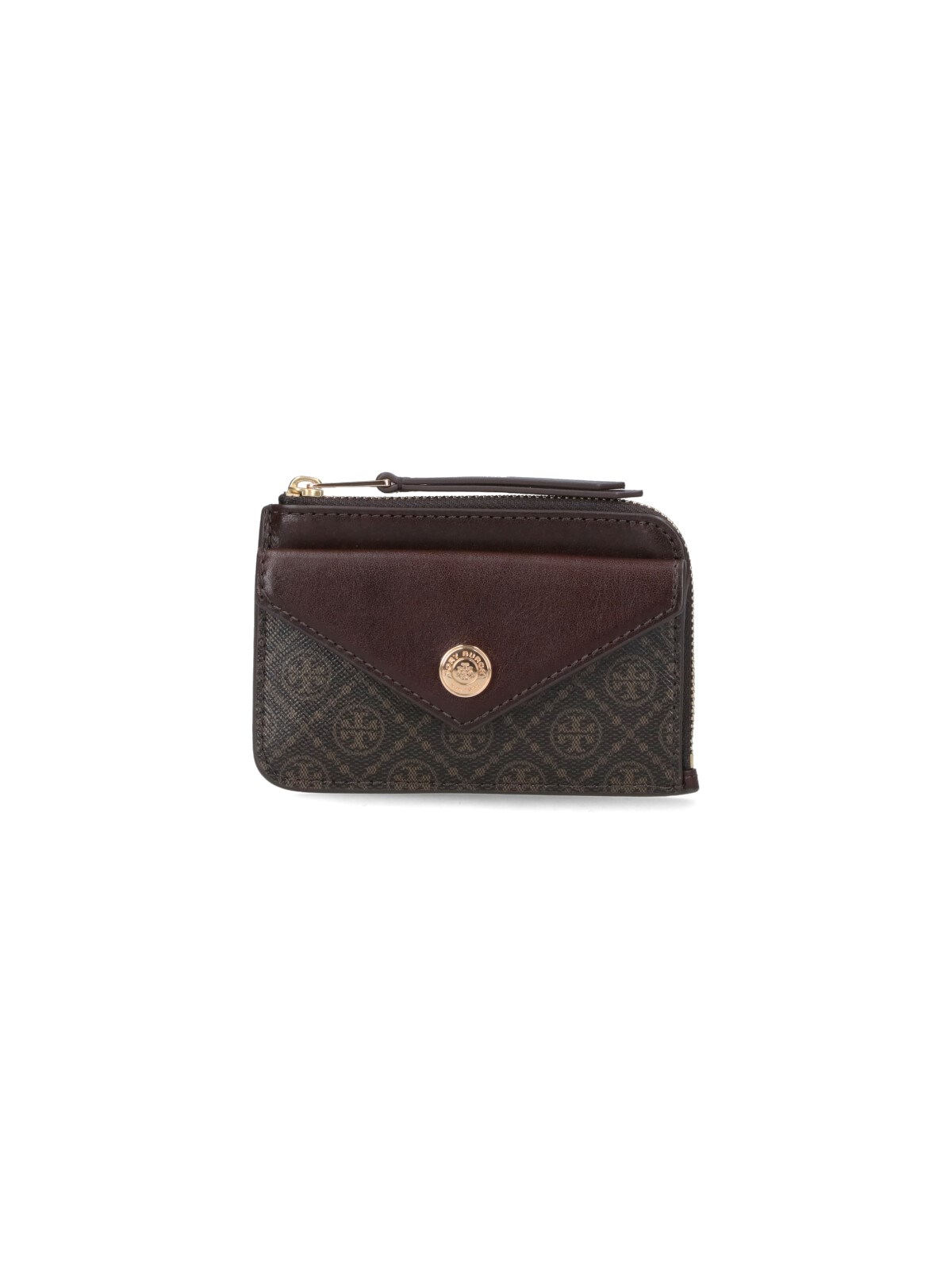 Tory Burch "t Monogram" Card Holder In Brown